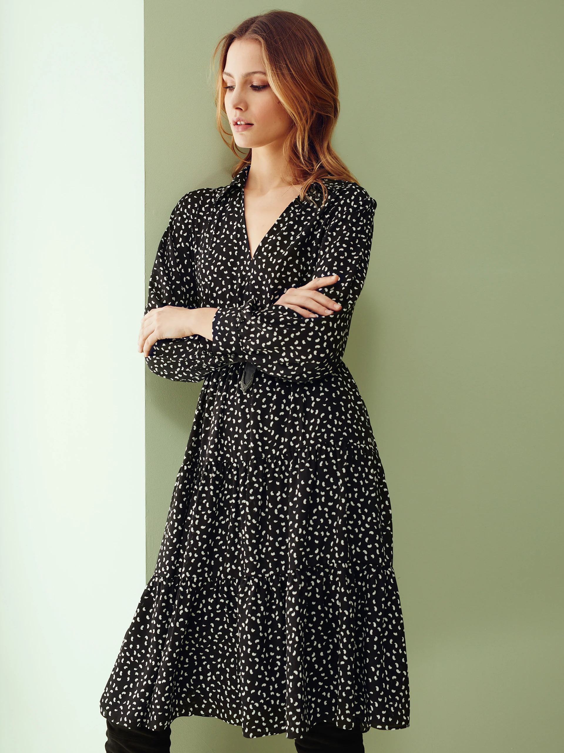 FLARED DRESS WITH BELT