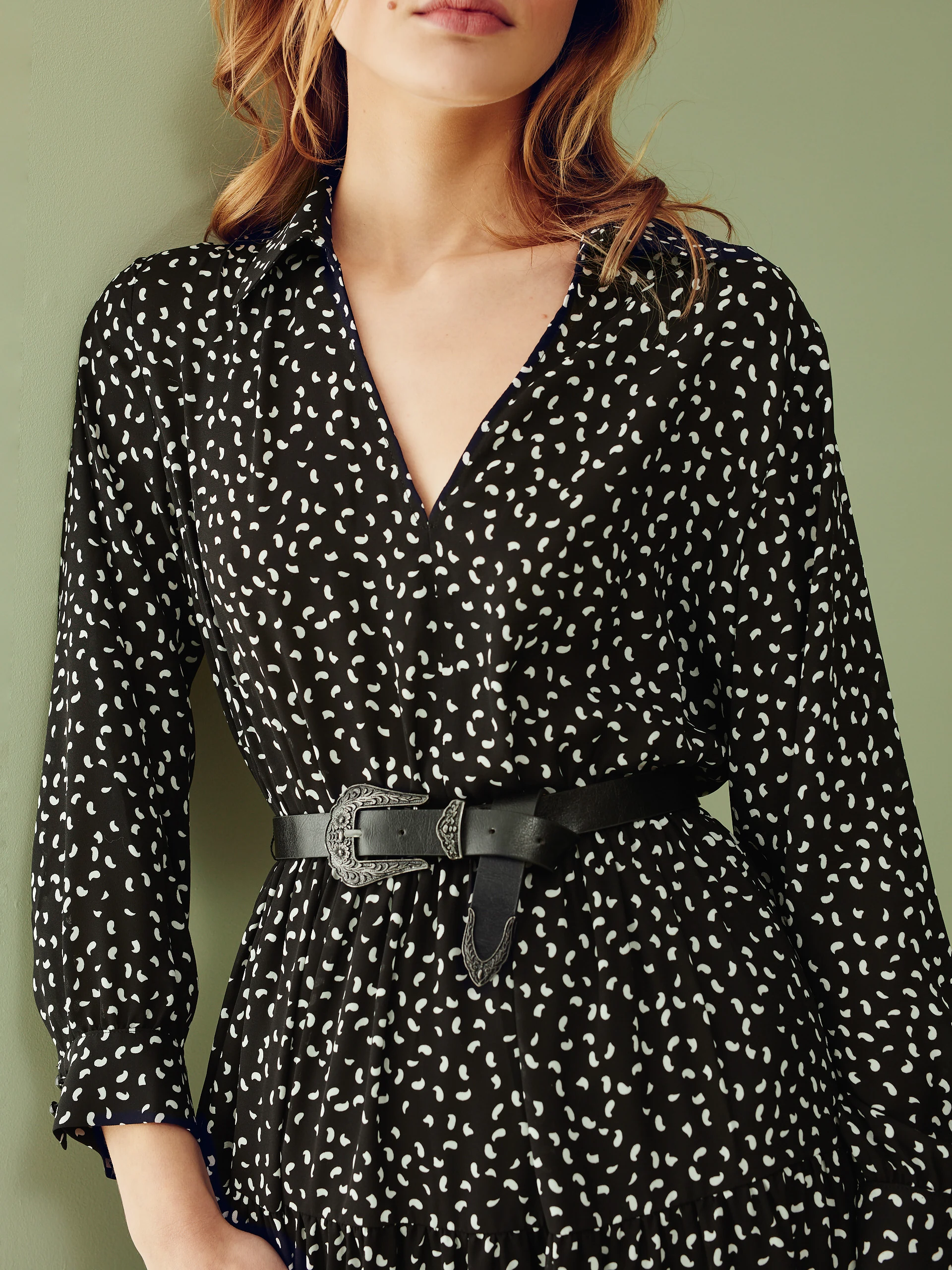 FLARED DRESS WITH BELT