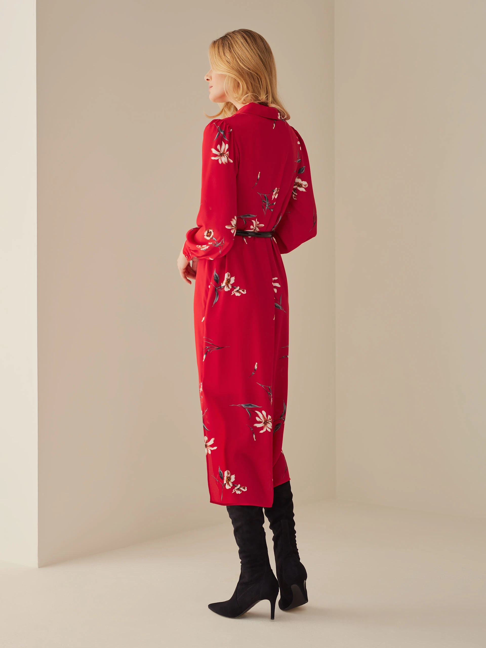 FLORAL SHIRT DRESS
