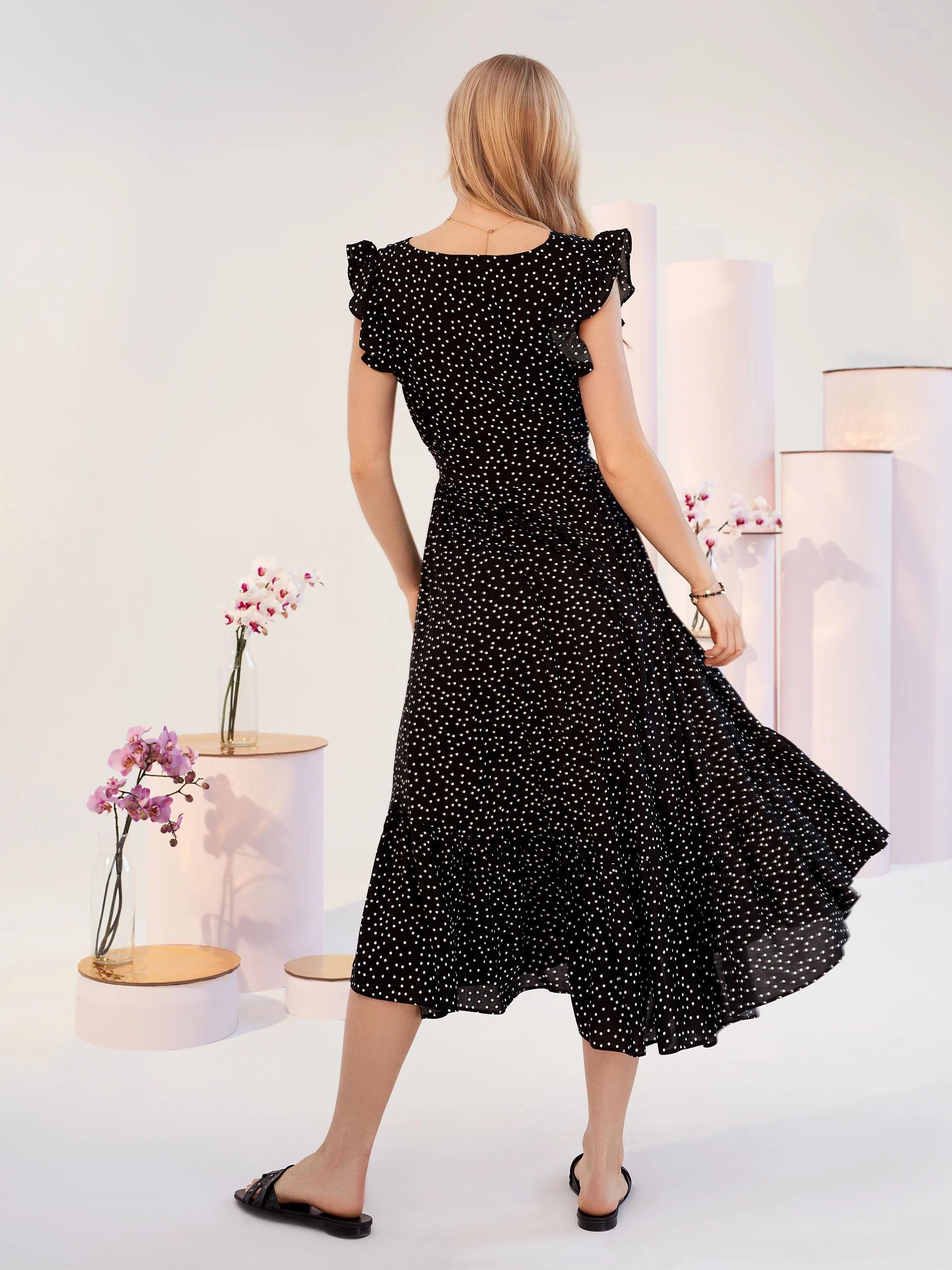 FINE PATTERN MIDI DRESS
