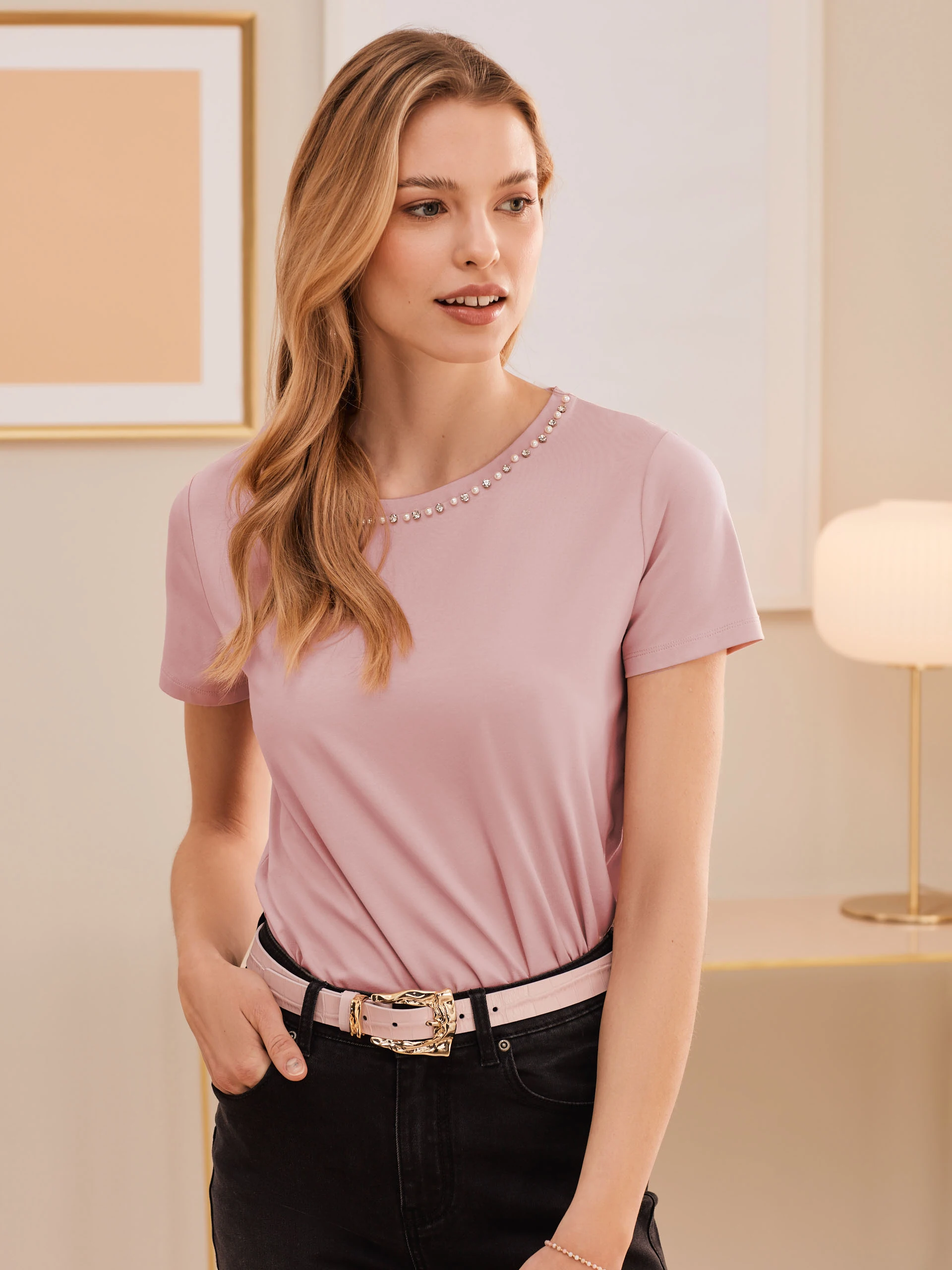 PINK BLOUSE WITH DECORATIONS