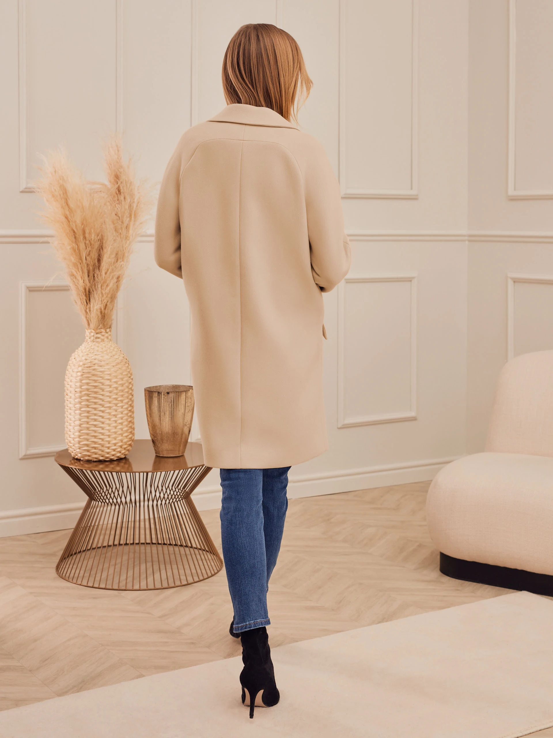 BEIGE STRAIGHT CUT COAT