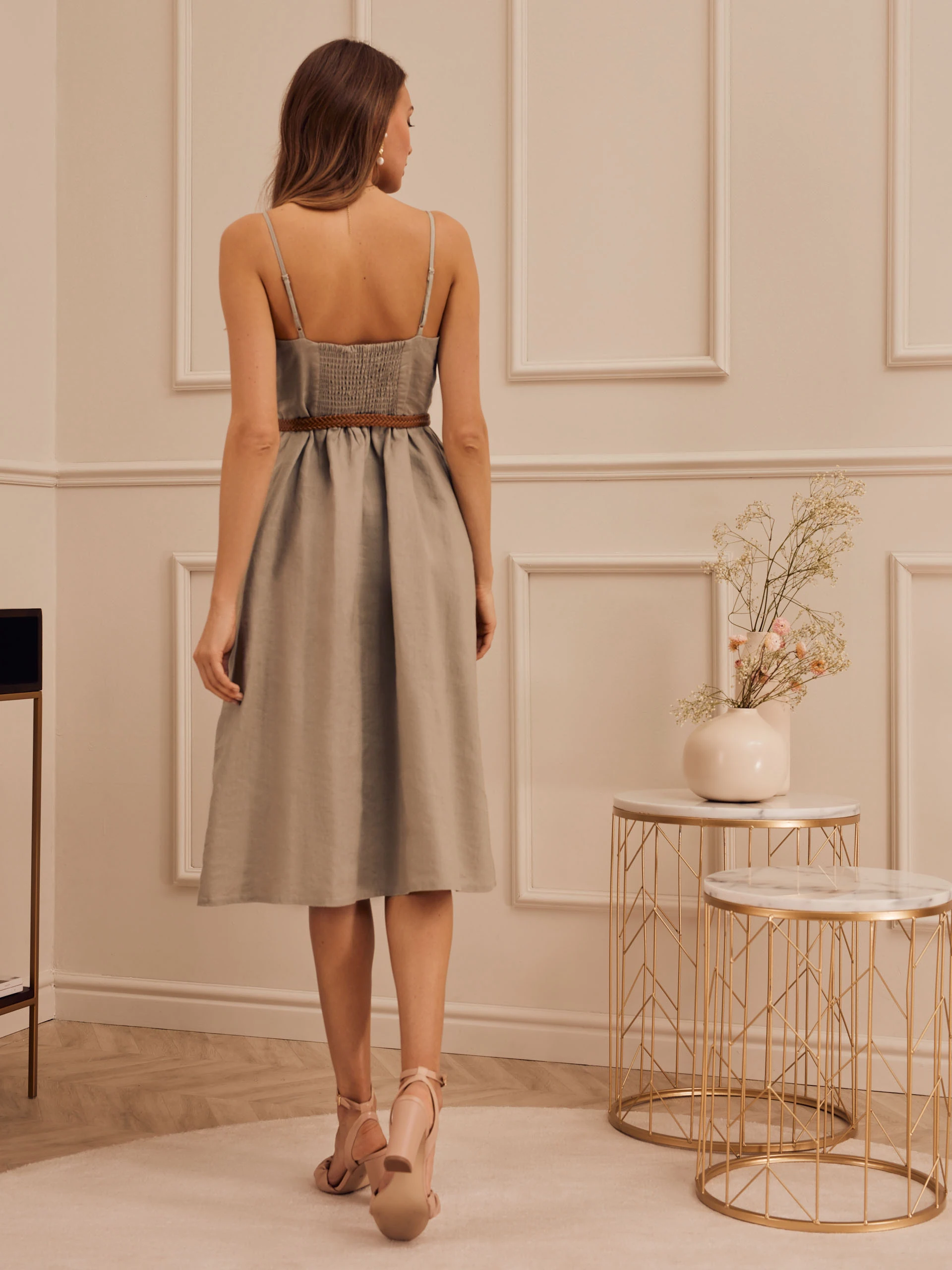 LINEN STRAPLESS DRESS