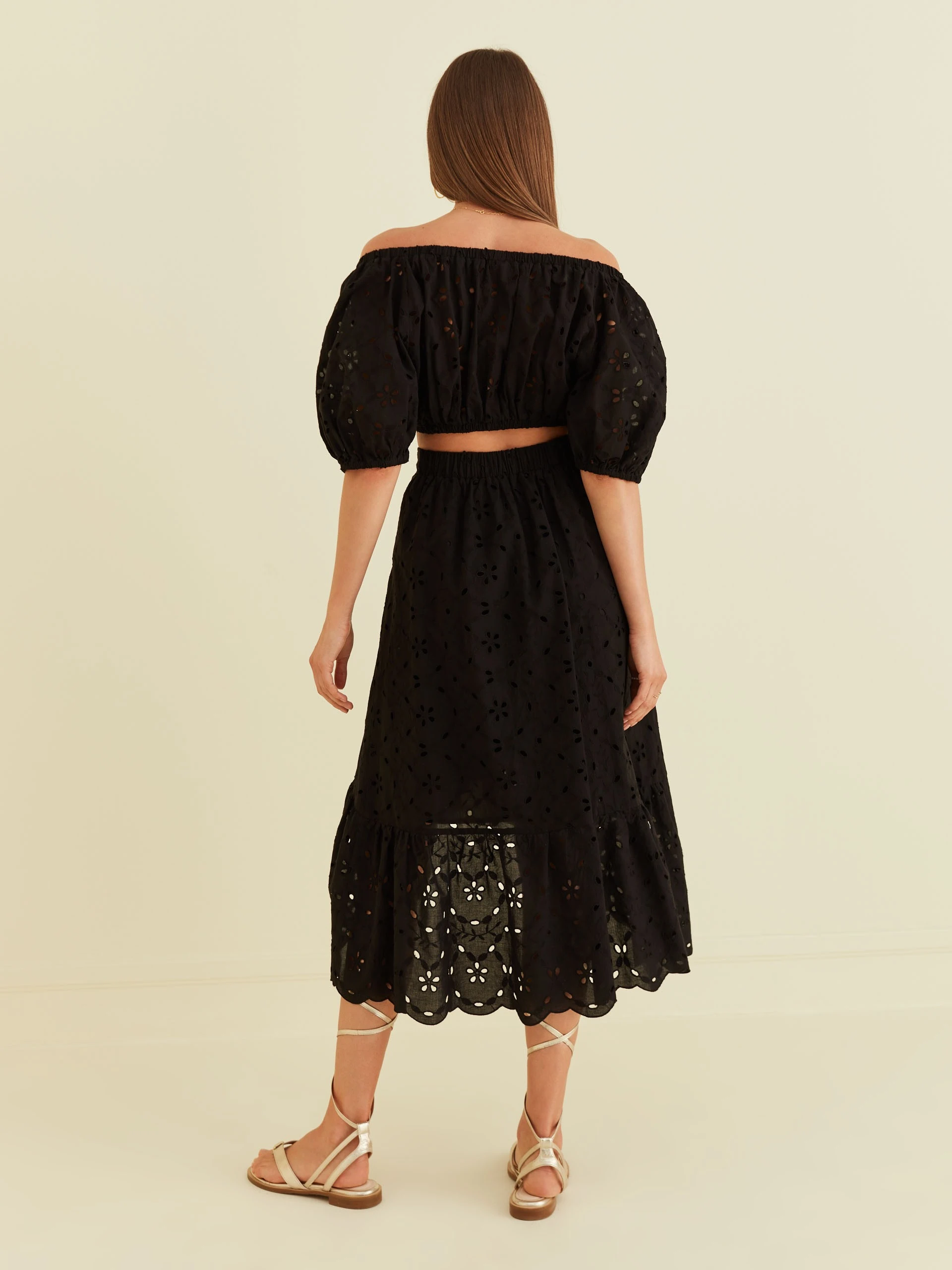 BLACK OPENWORK CROP TOP
