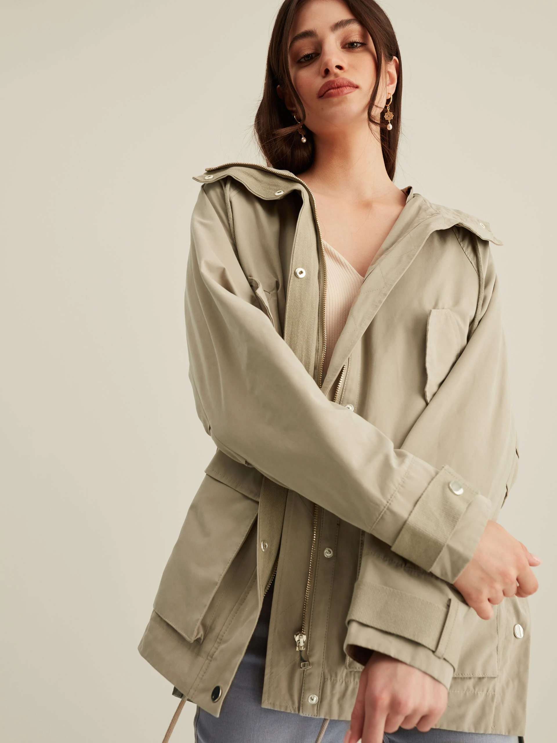 SPRING COAT IN KHAKI COLOR