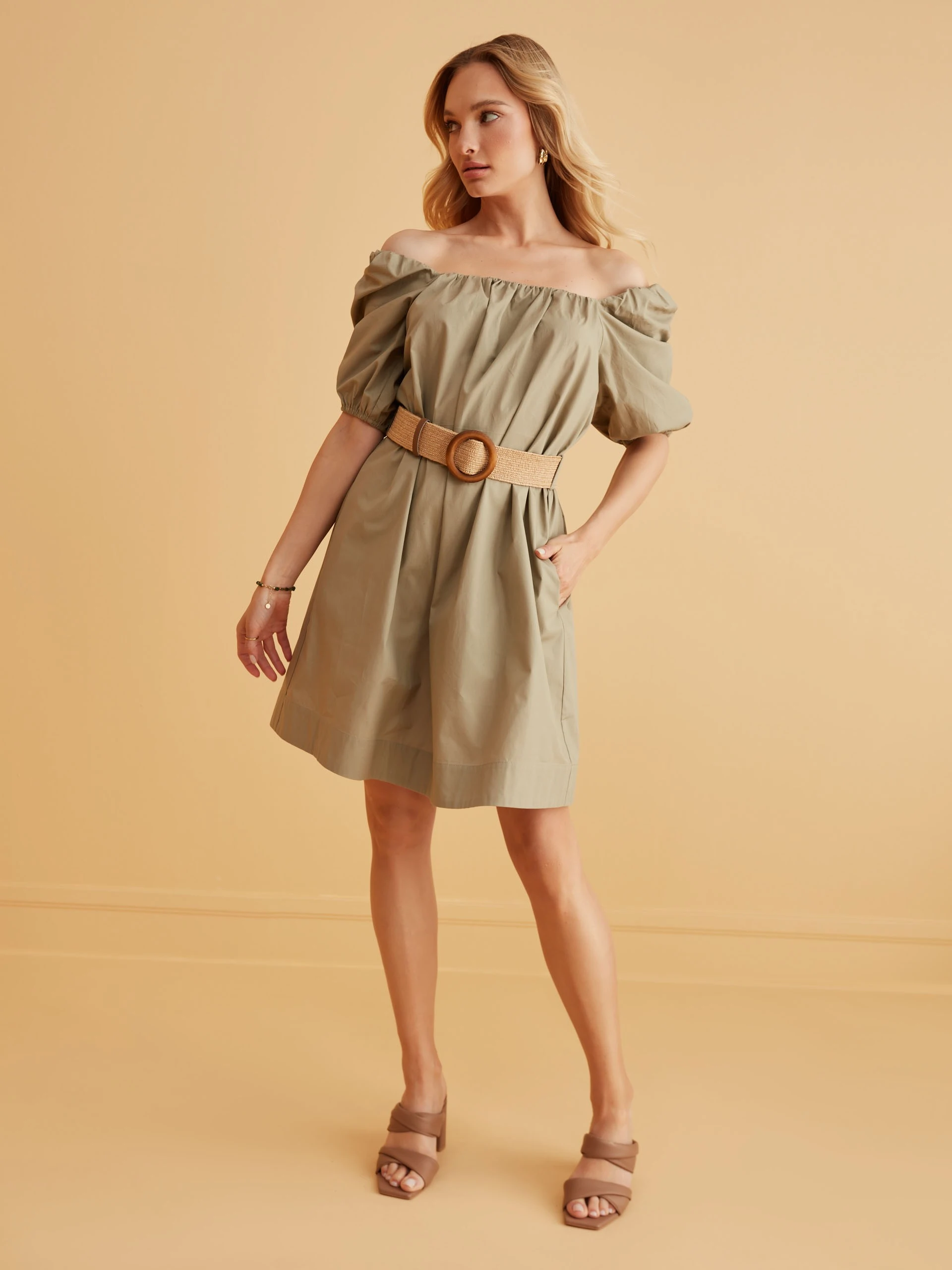 COTTON KHAKI DRESS