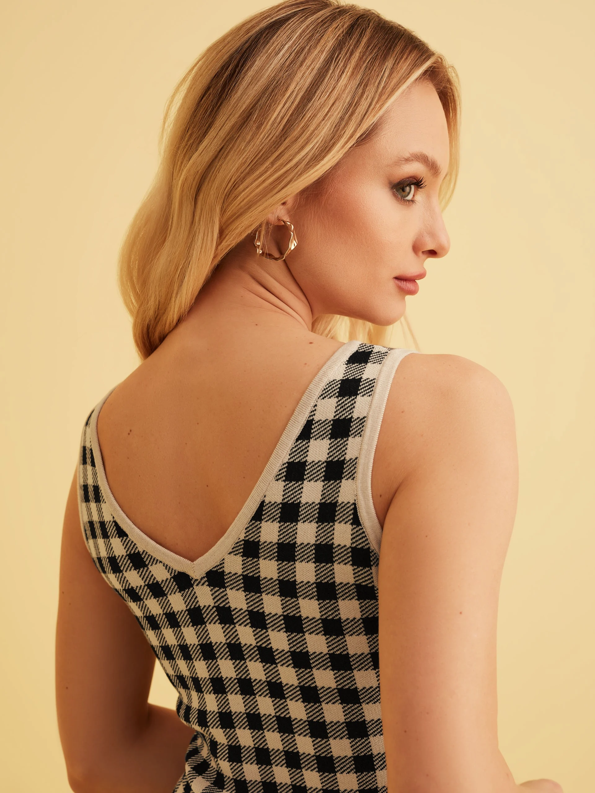 BLACK AND WHITE CHECKED DRESS