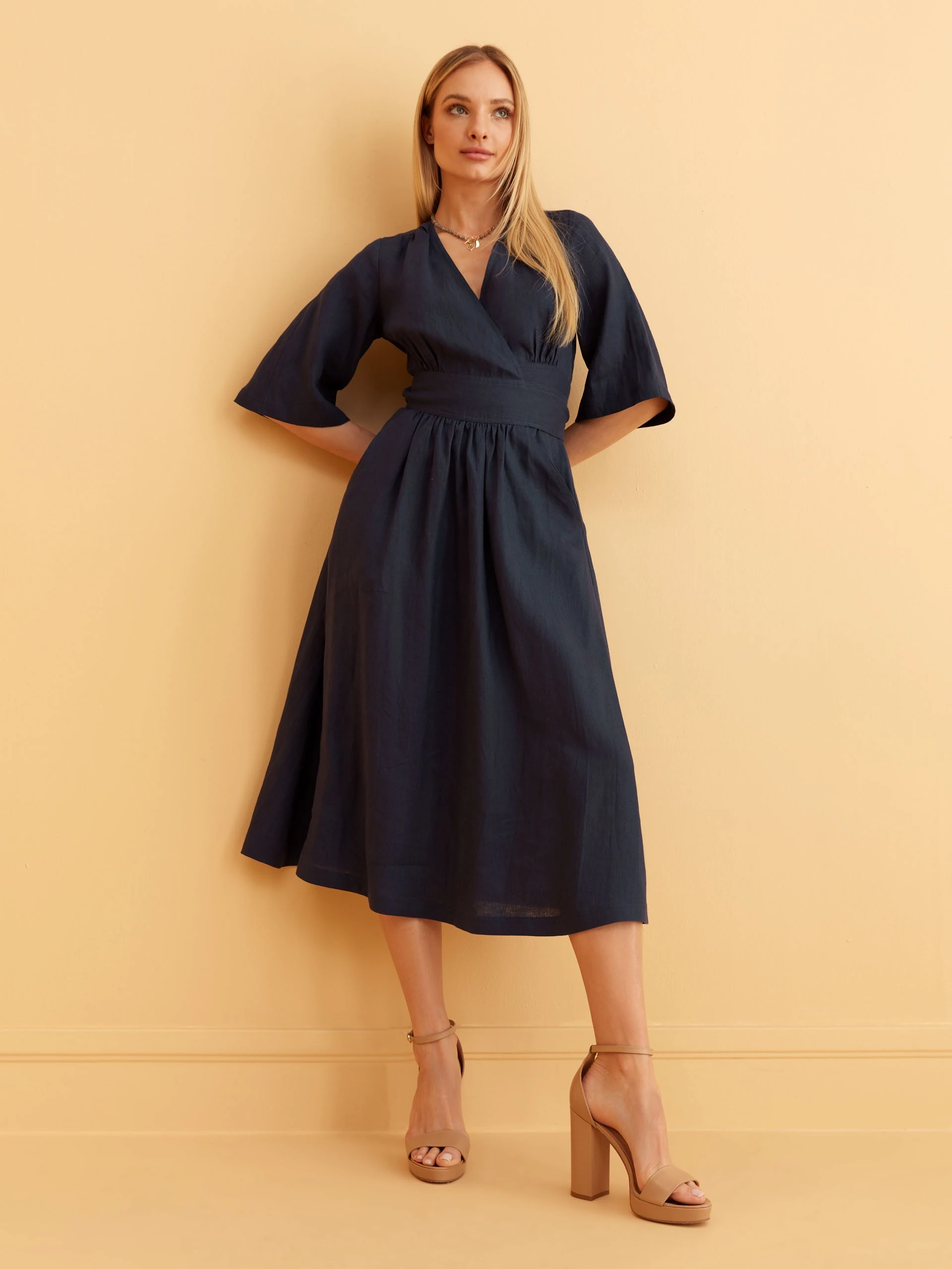 NAVY MIDI DRESS