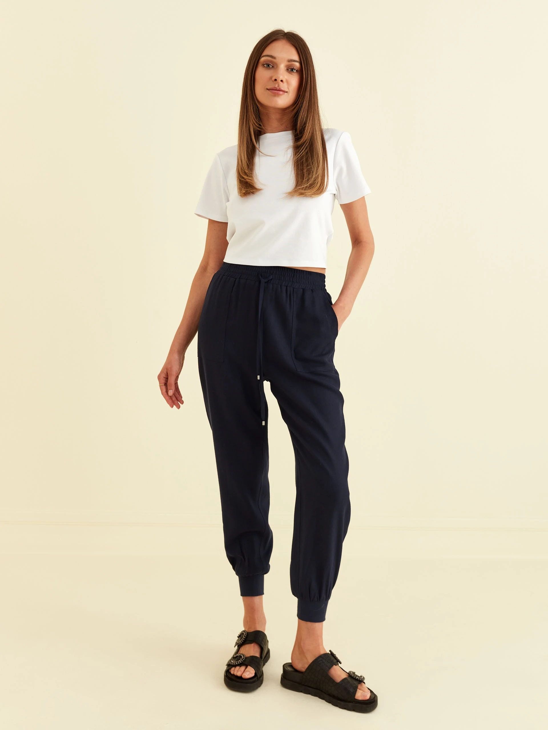 NAVY PANTS WITH WAIST TIE