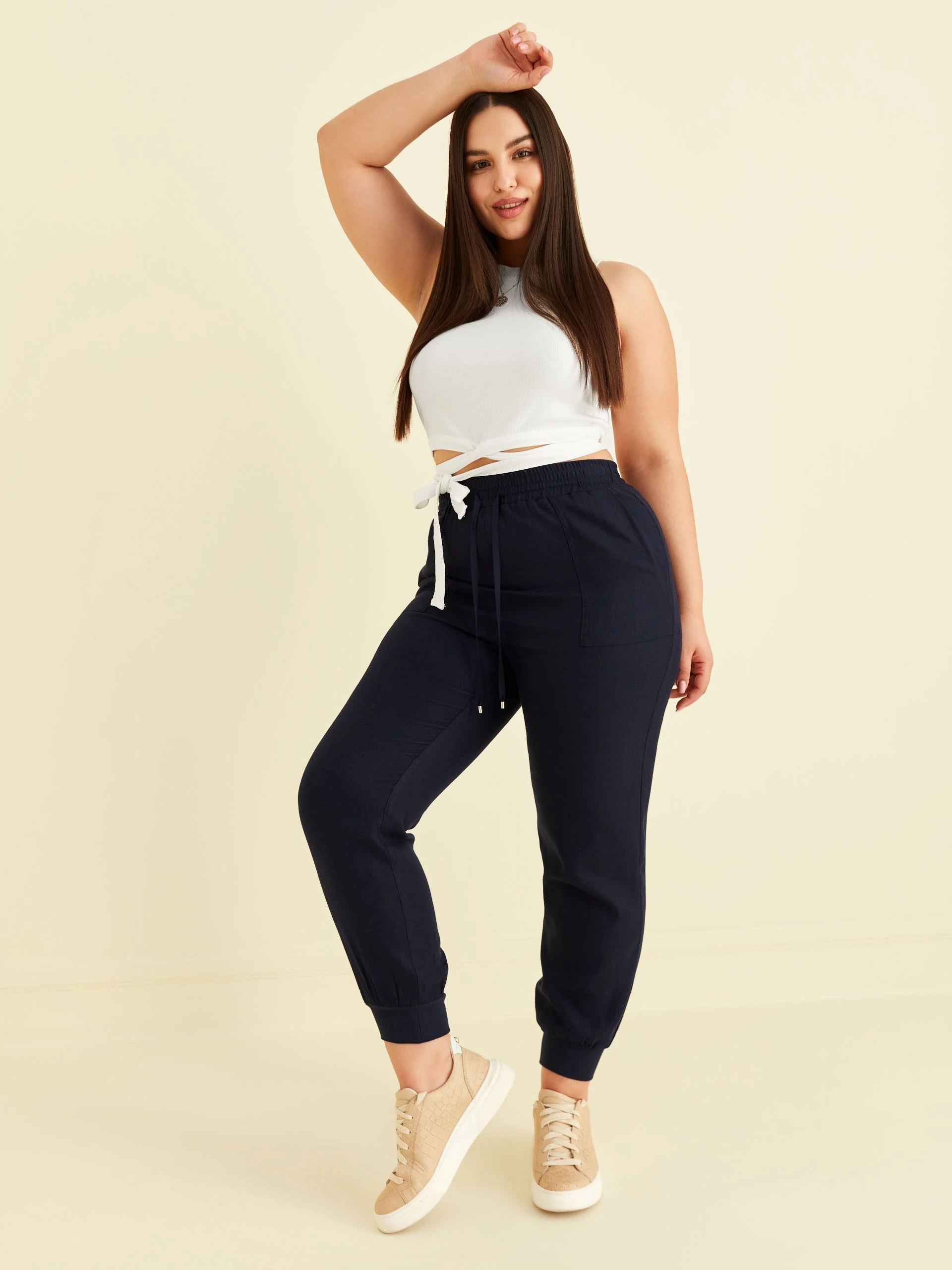 NAVY PANTS WITH WAIST TIE