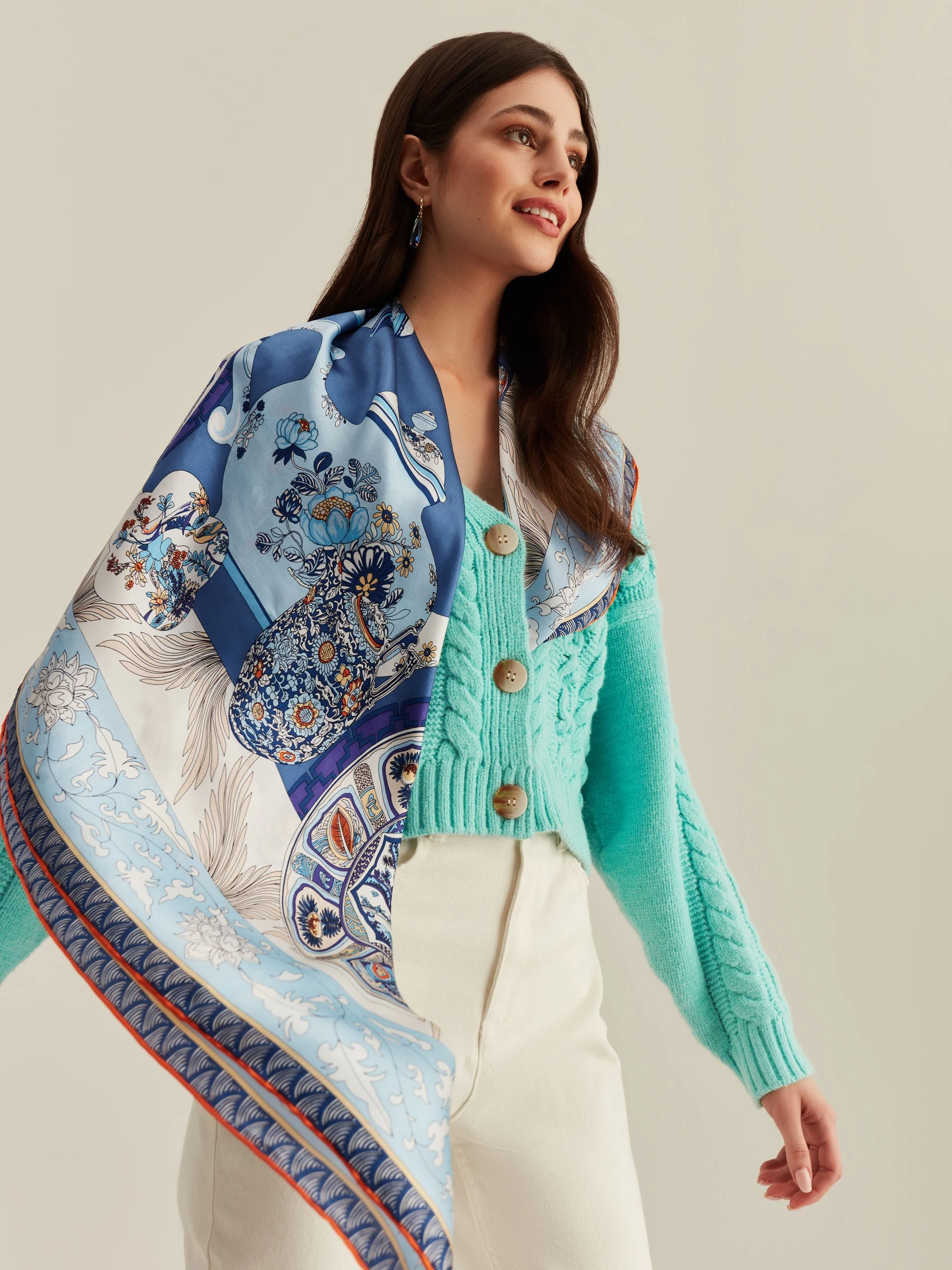 TURQUOISE CROPPED CARDIGAN
