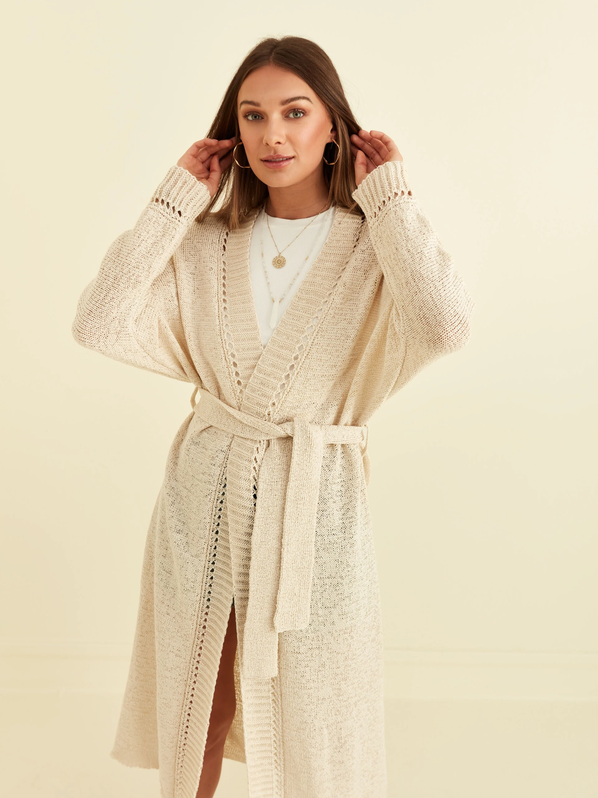 BEIGE TIED CARDIGAN
