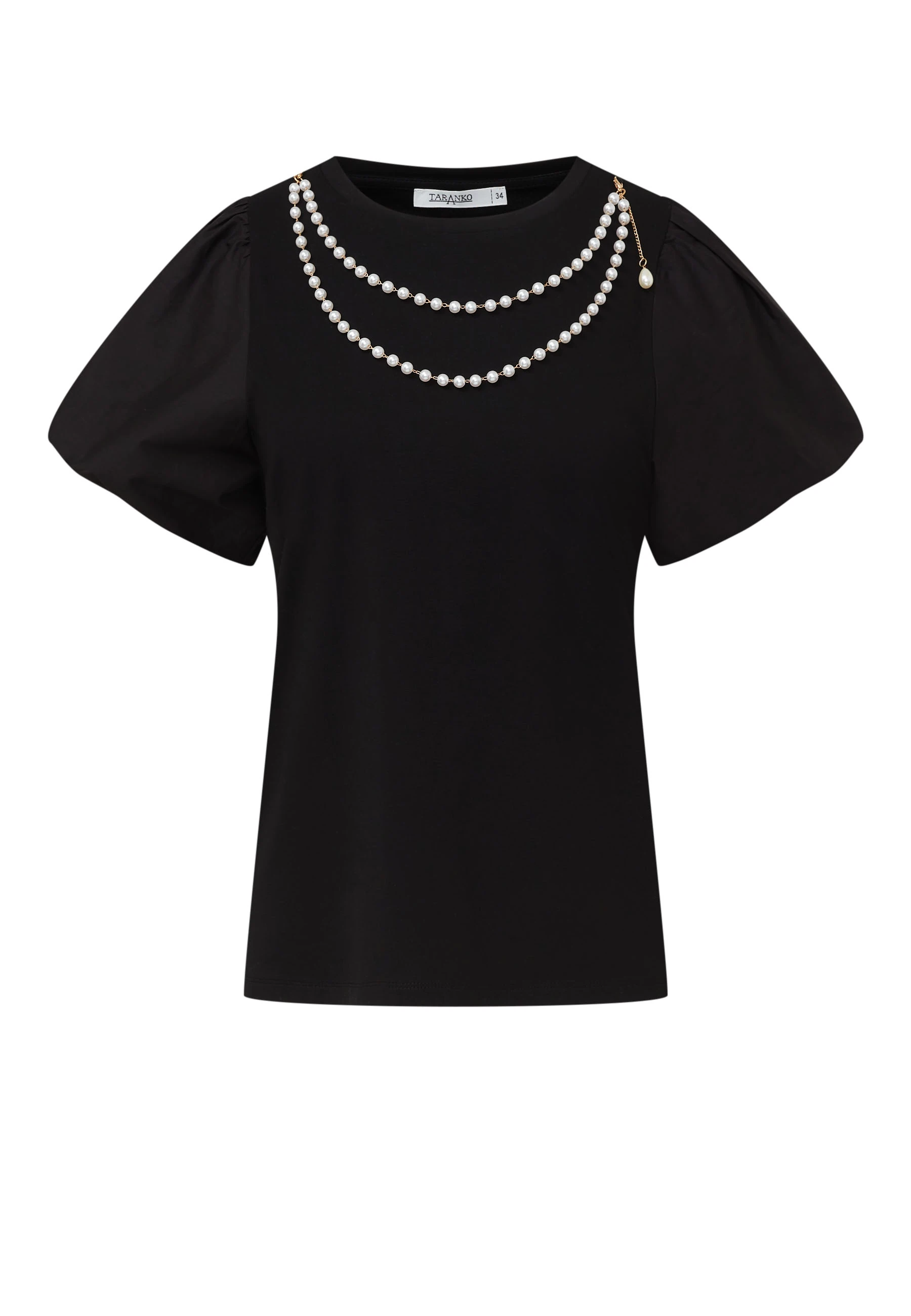 Black blouse with buff sleeves