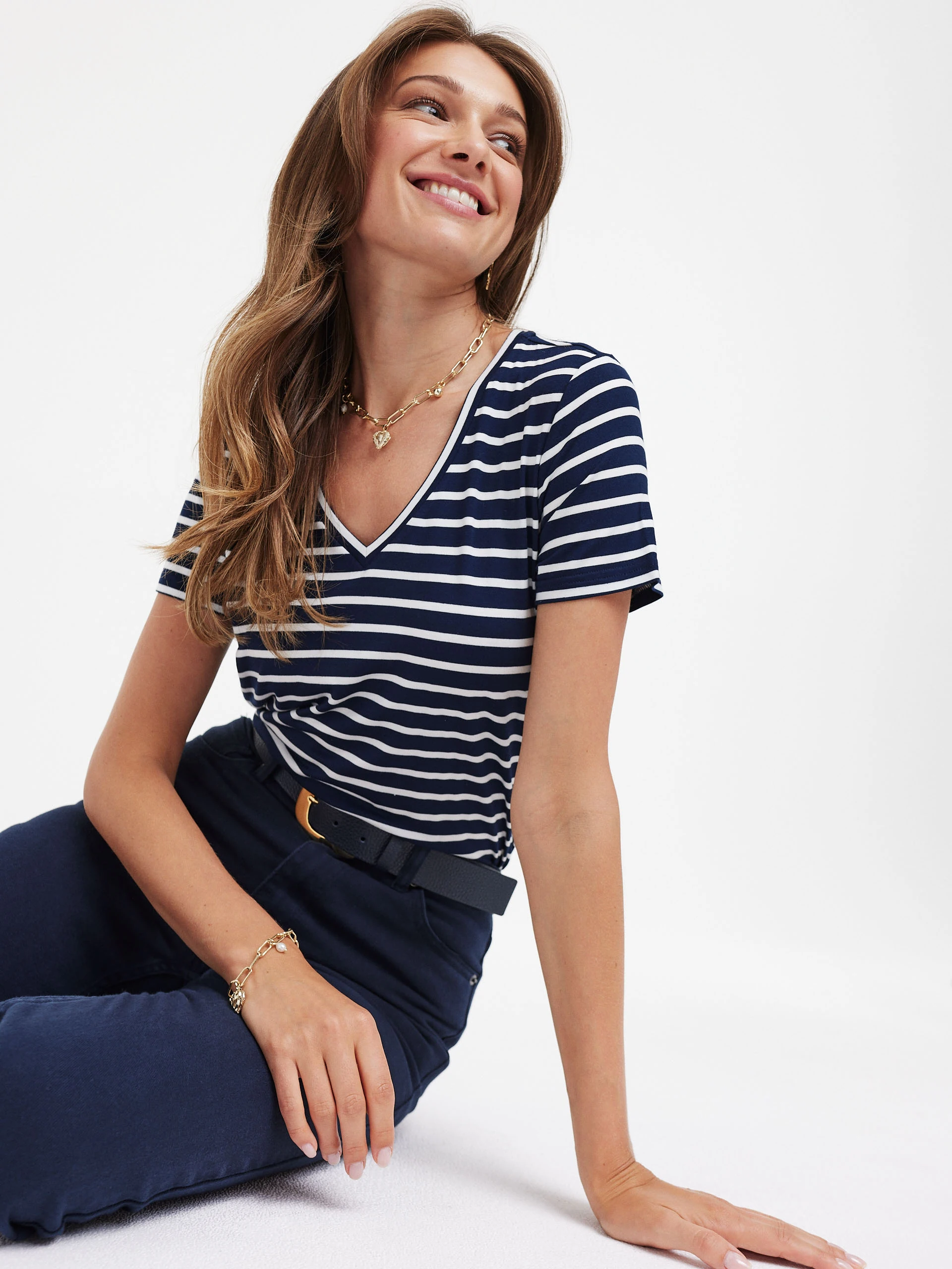 Navy blue striped T-shirt