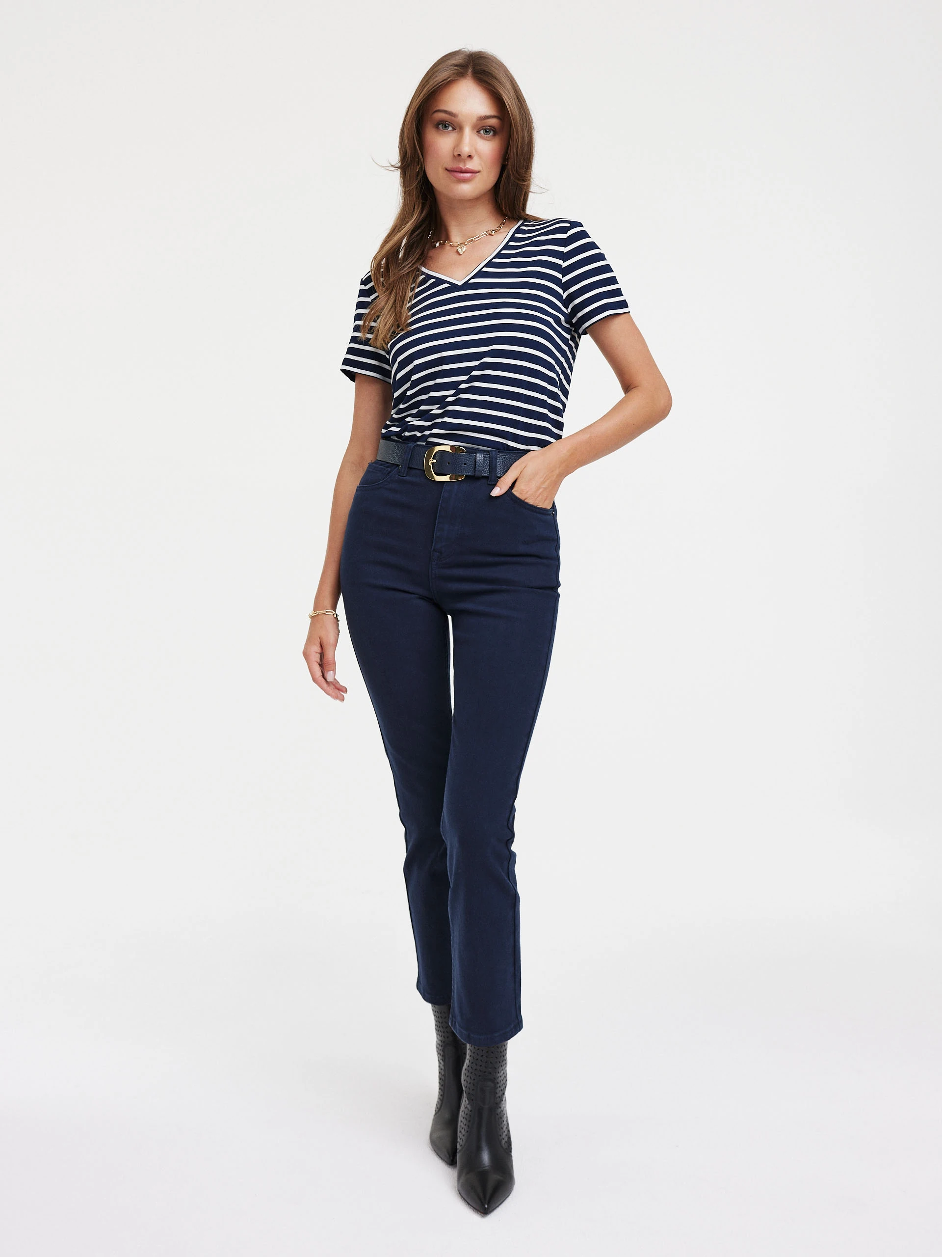 Navy blue striped T-shirt