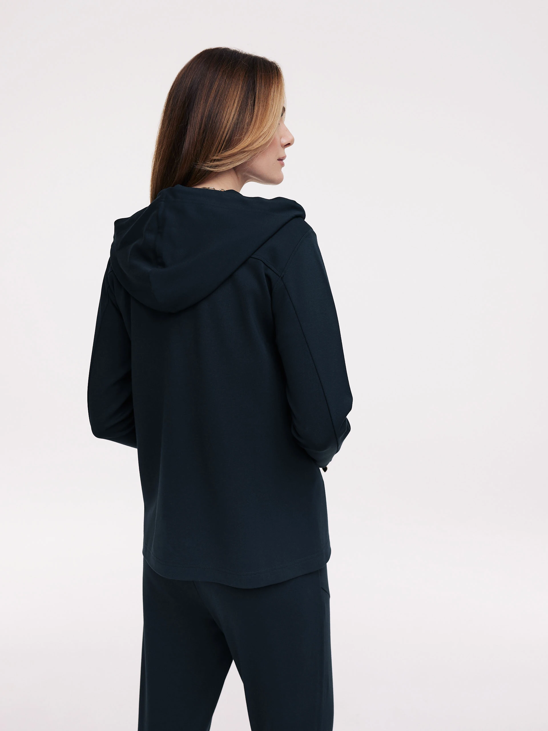 Navy blue zip-up hoodie