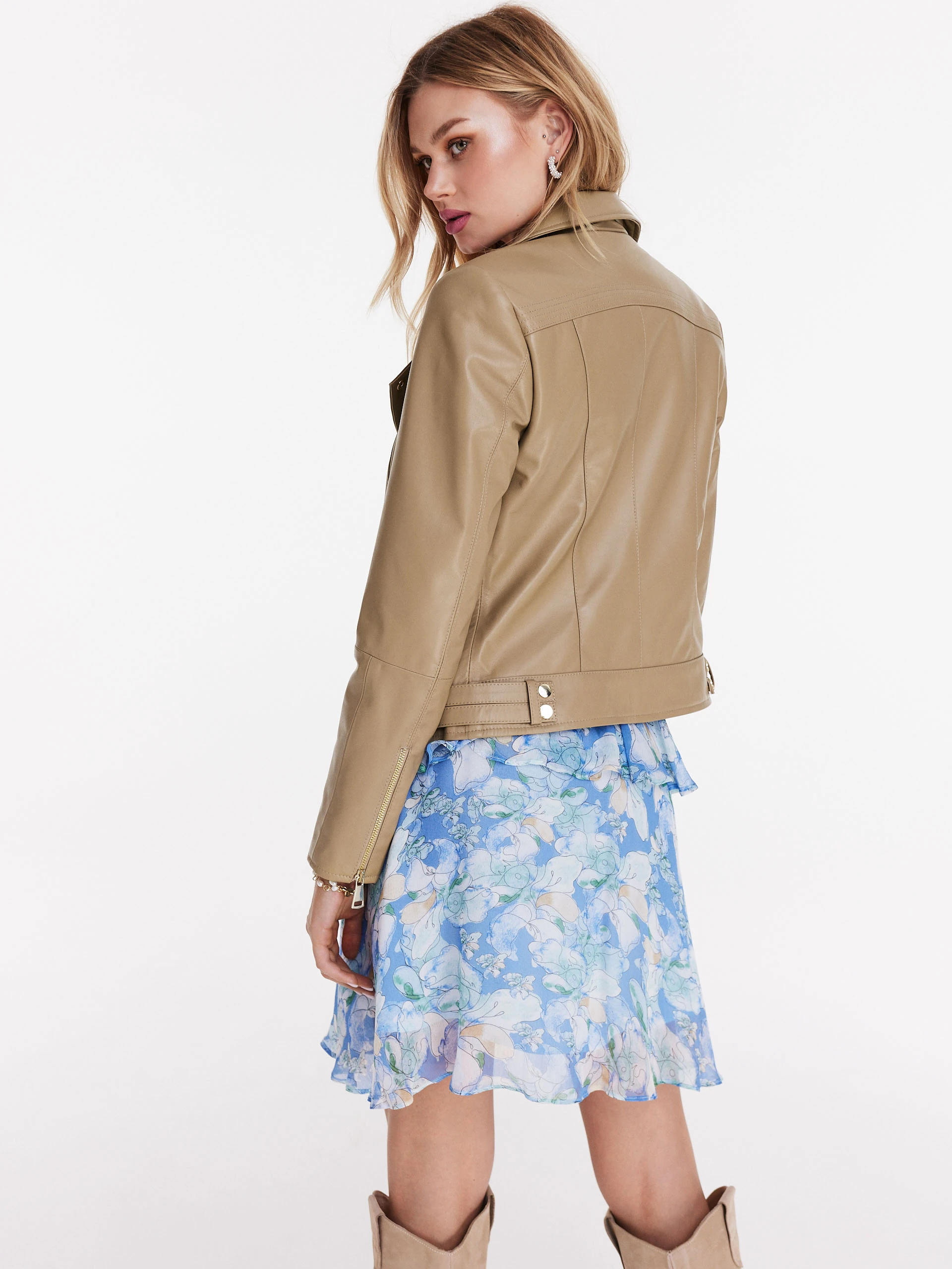 Classic beige leather ramon jacket