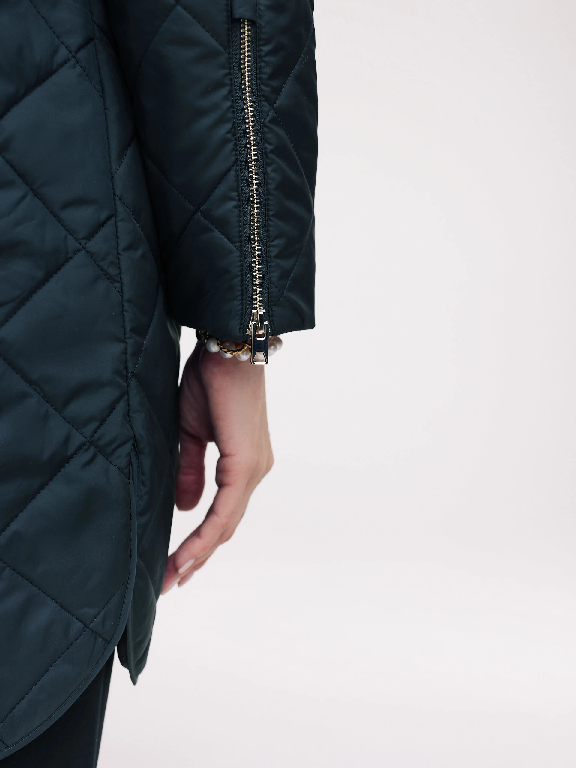 Navy blue quilted transitional coat