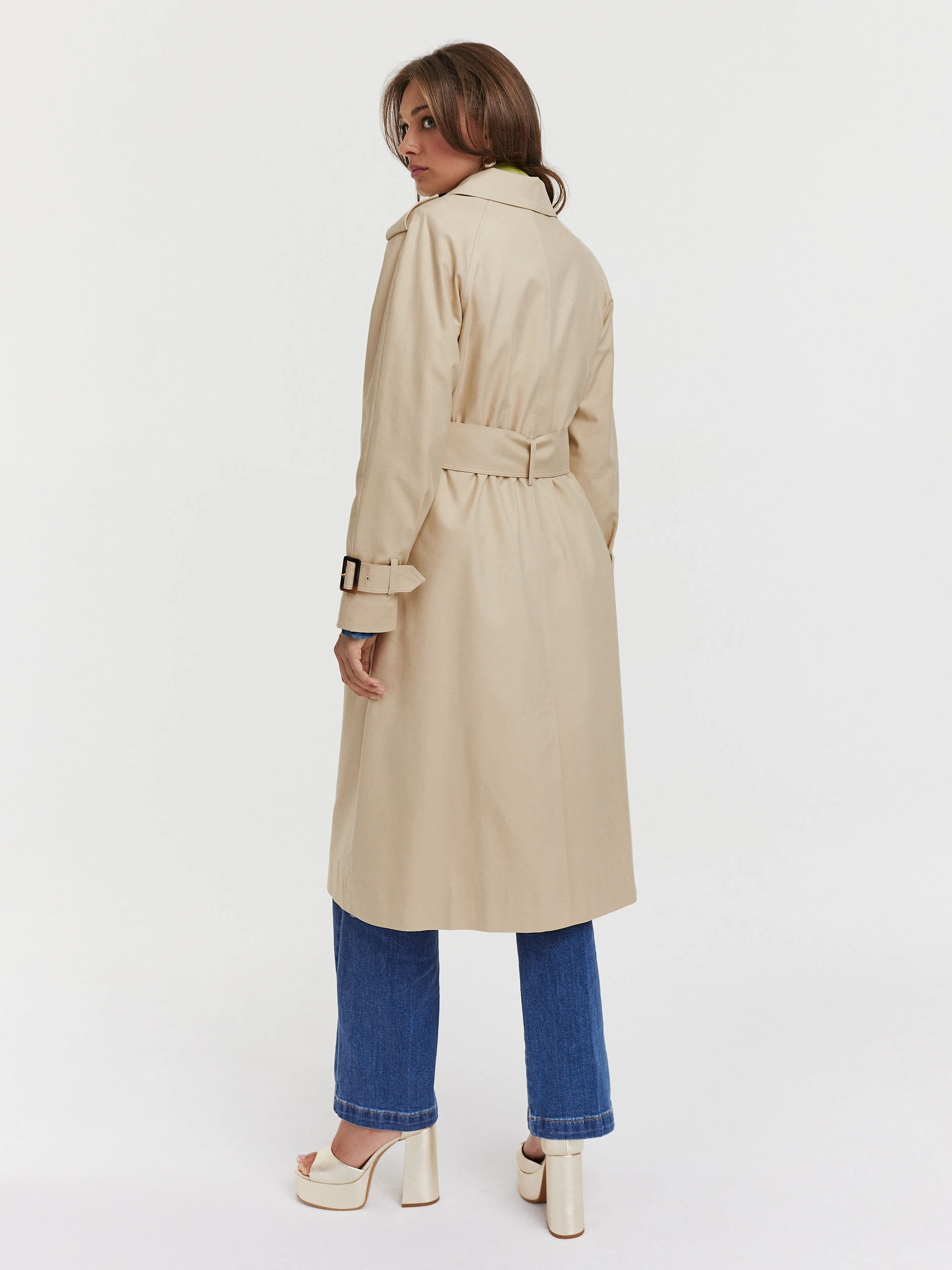 Beige cotton and tencel trench
