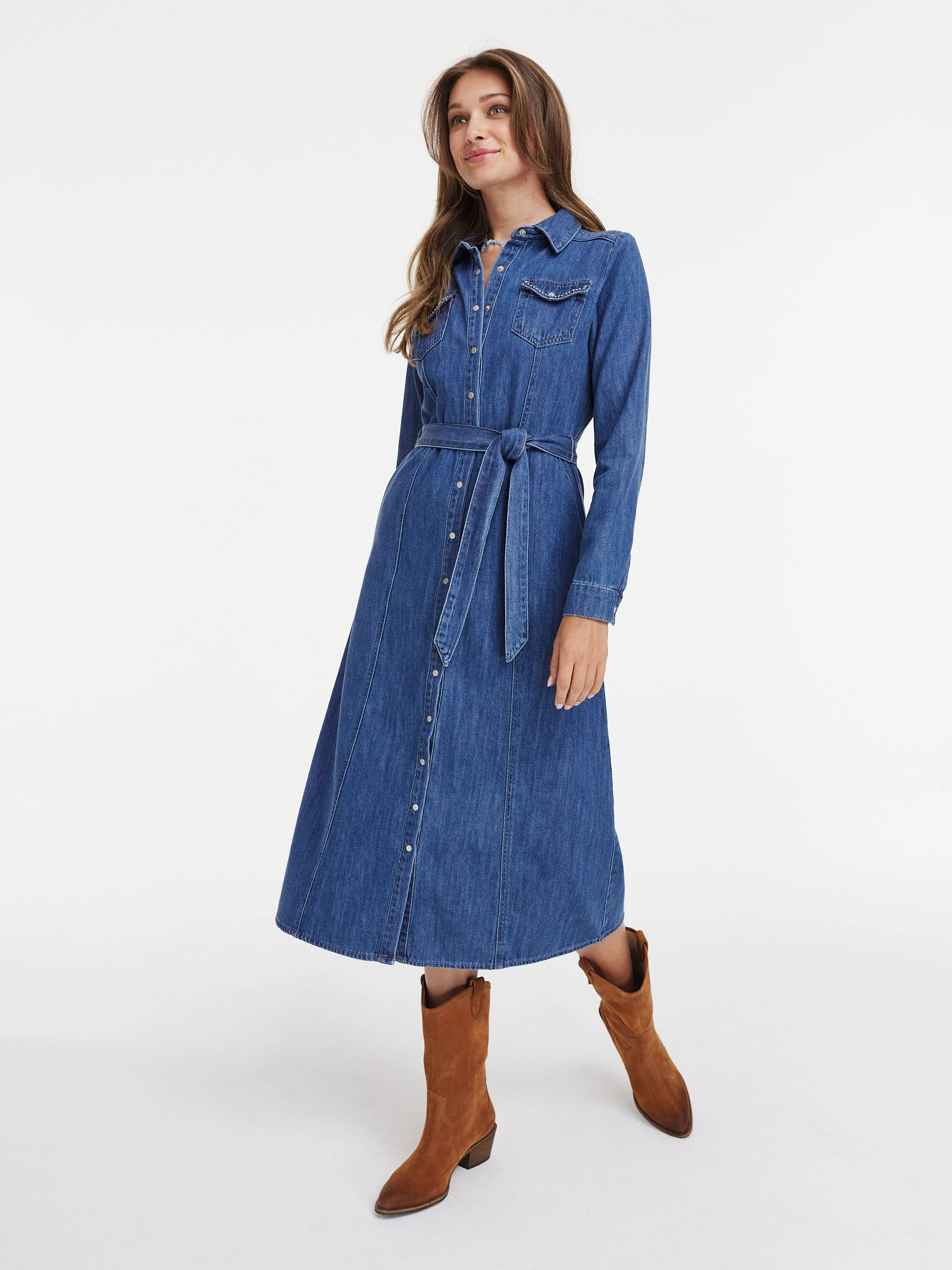Navy blue denim schmisserie