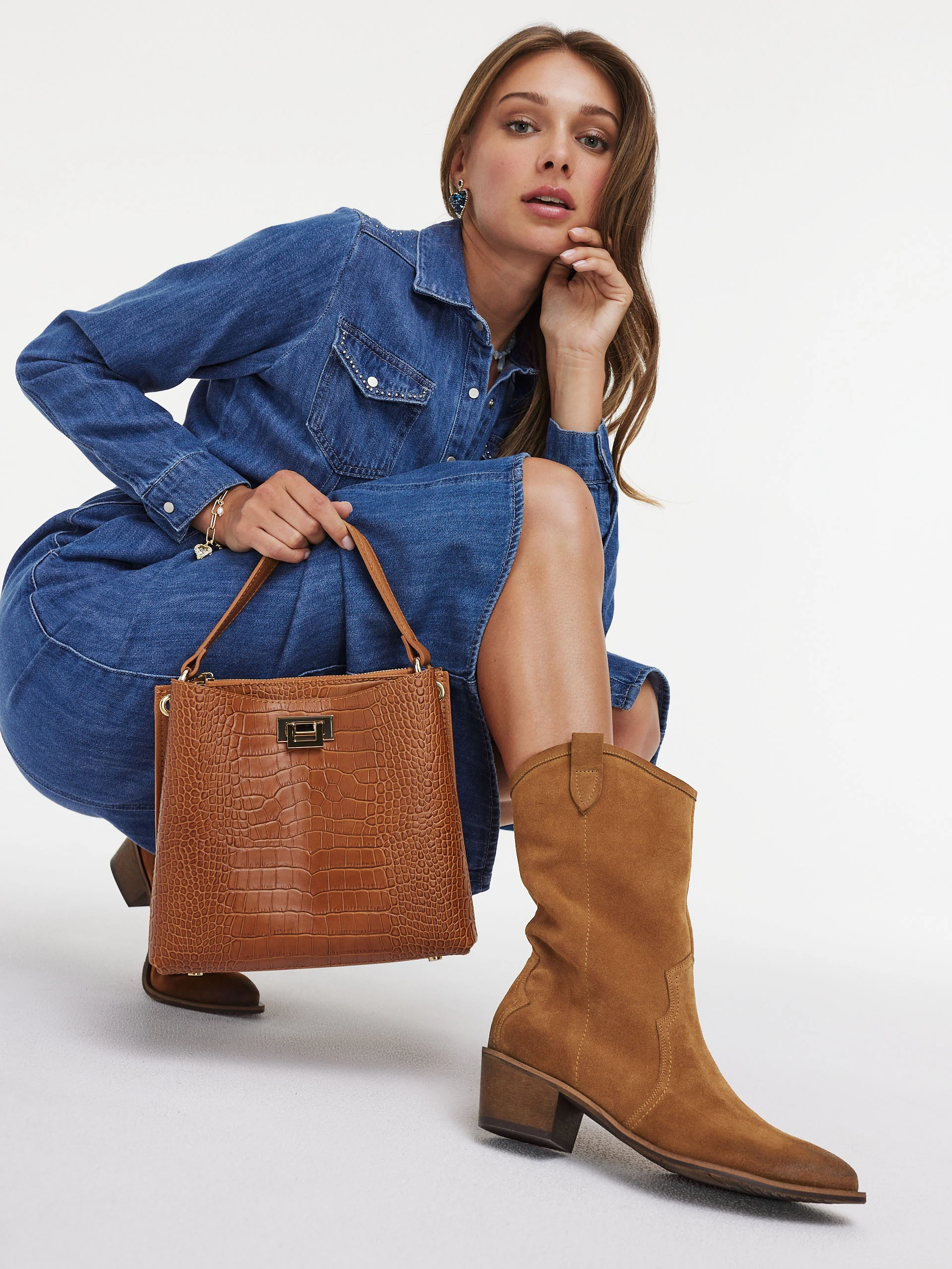 Navy blue denim schmisserie