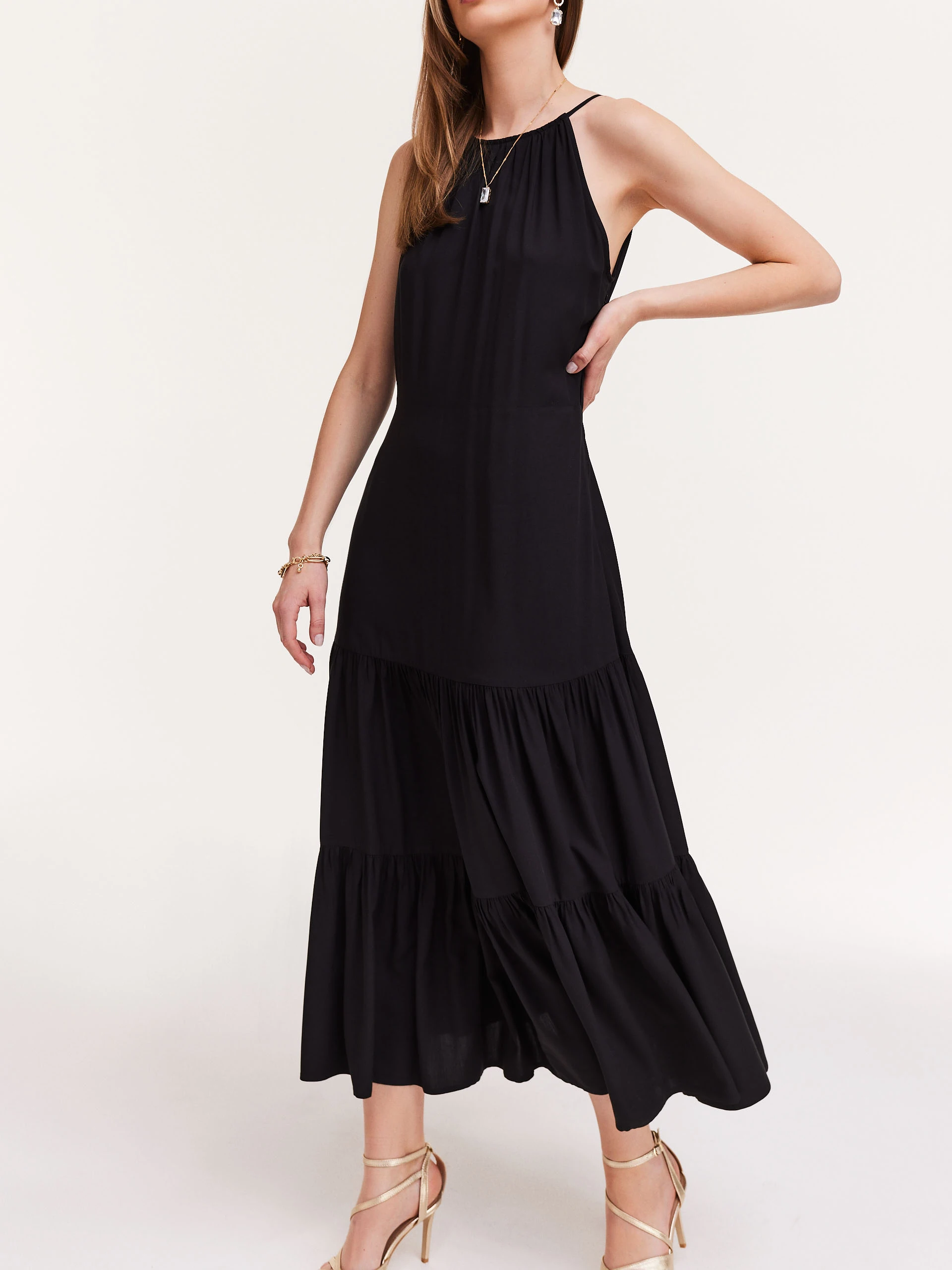 Black dress with halter neckline