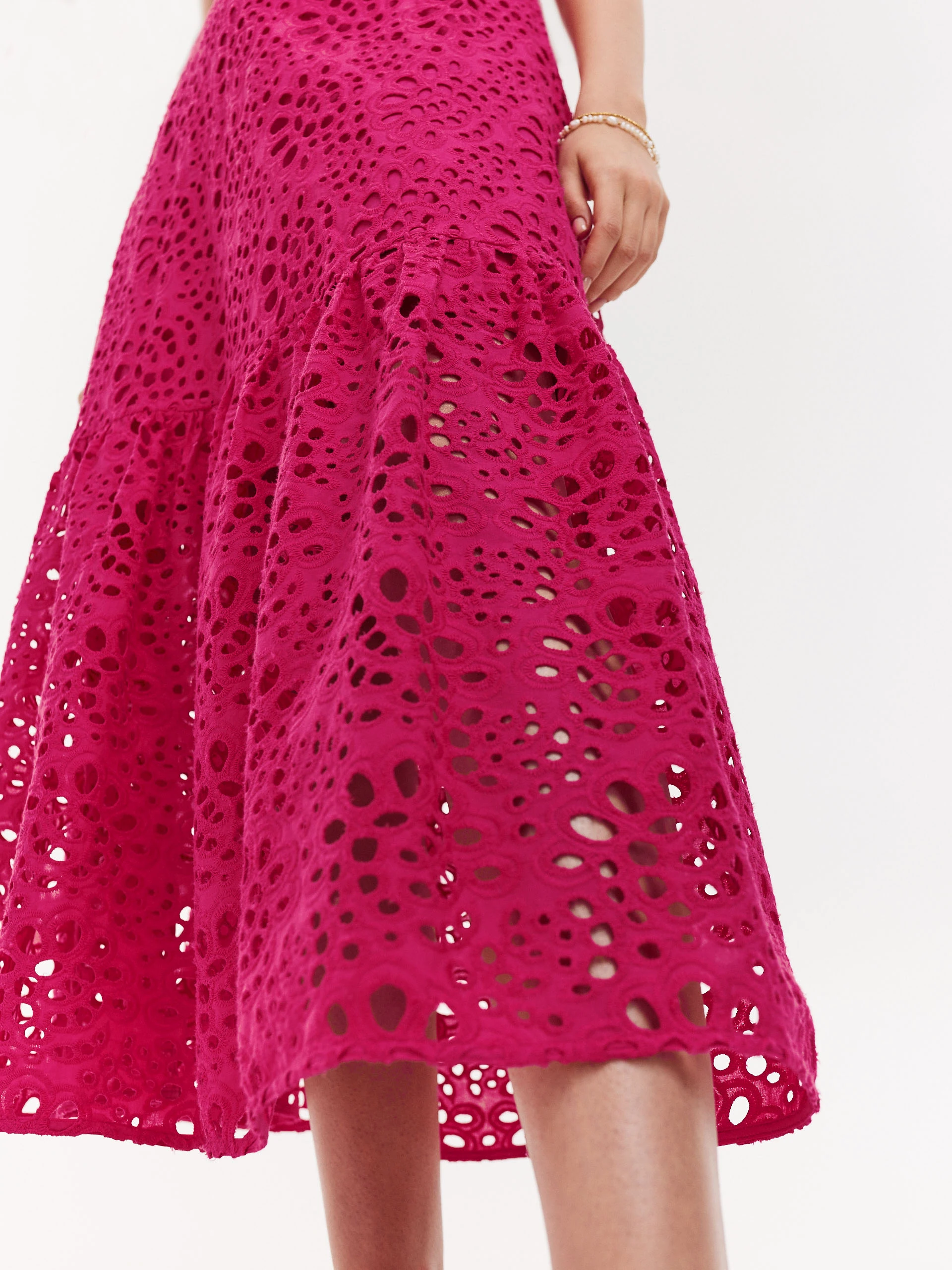 Pink openwork midi dress