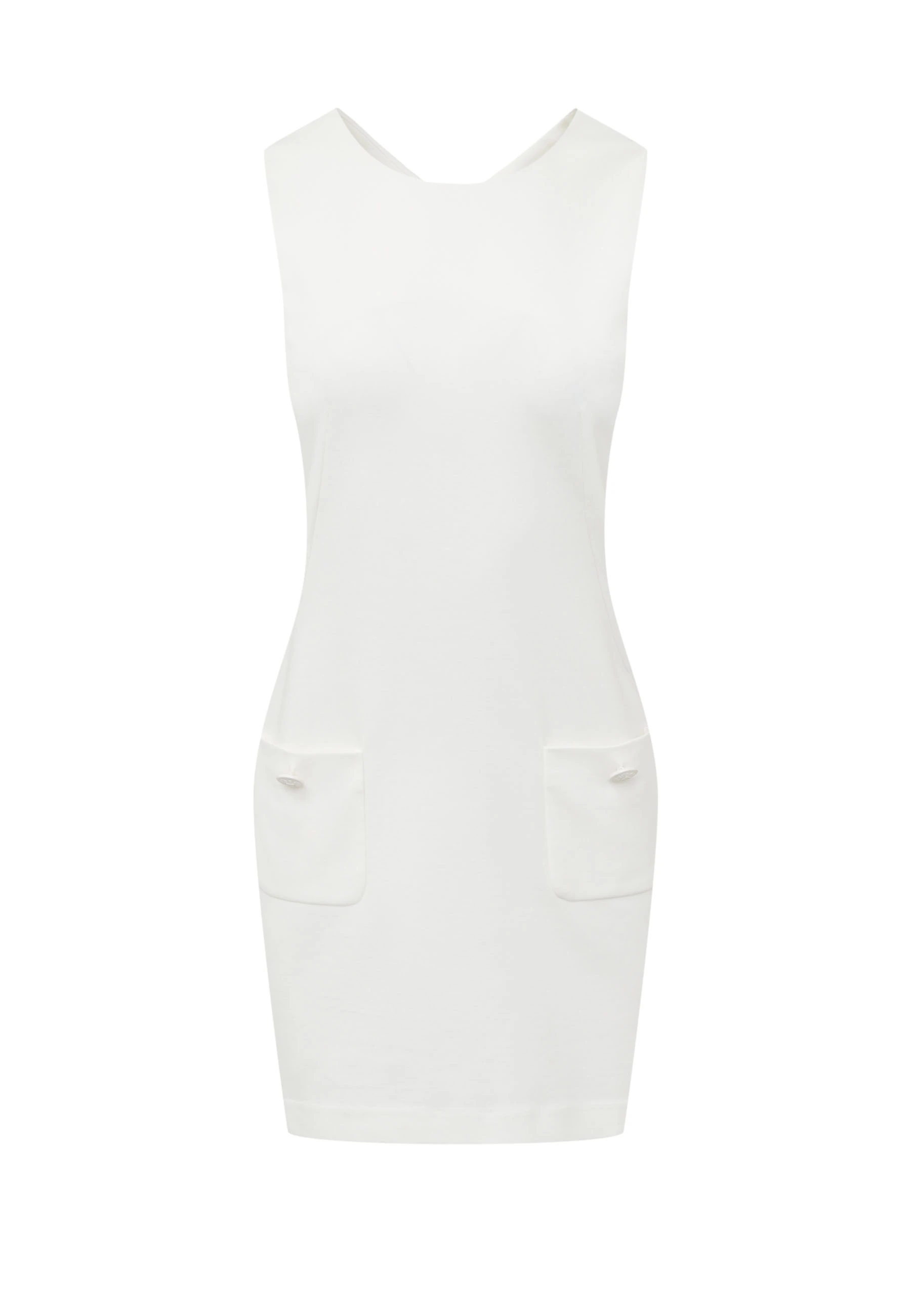 Straight white sleeveless dress