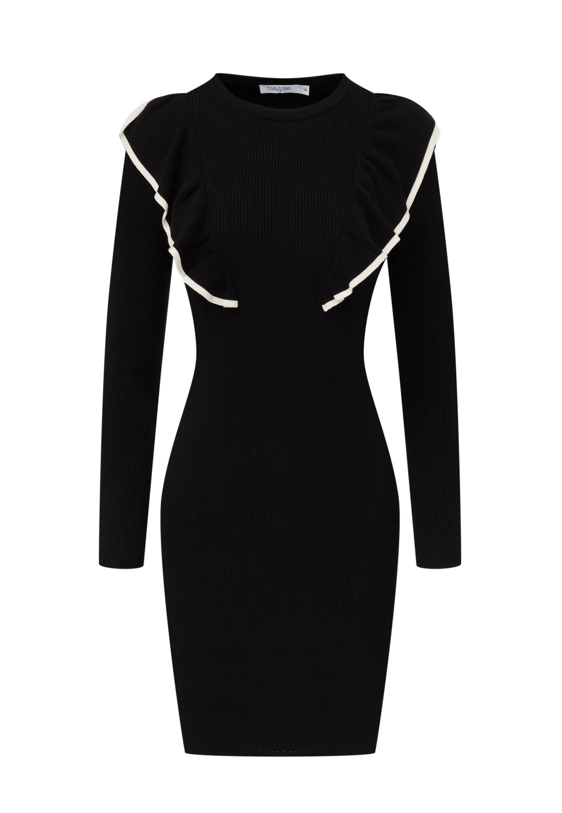 Fitted black dress with ruffles