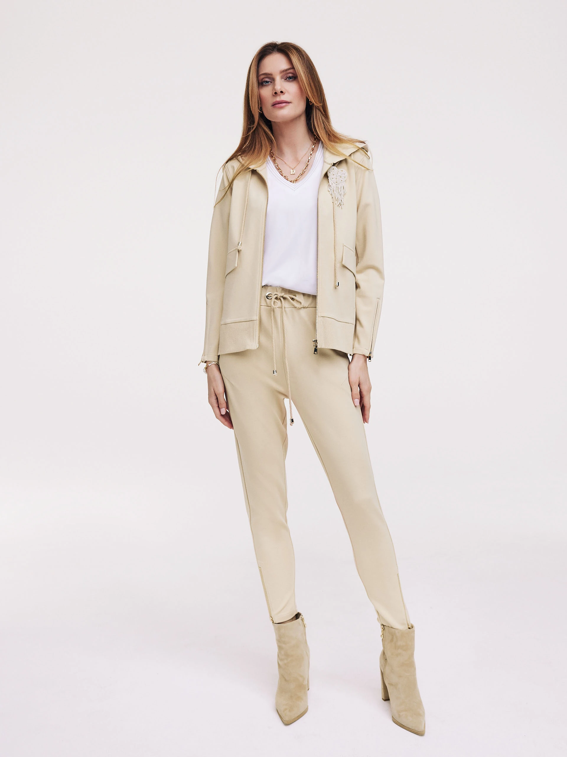 Beige high-waisted pants