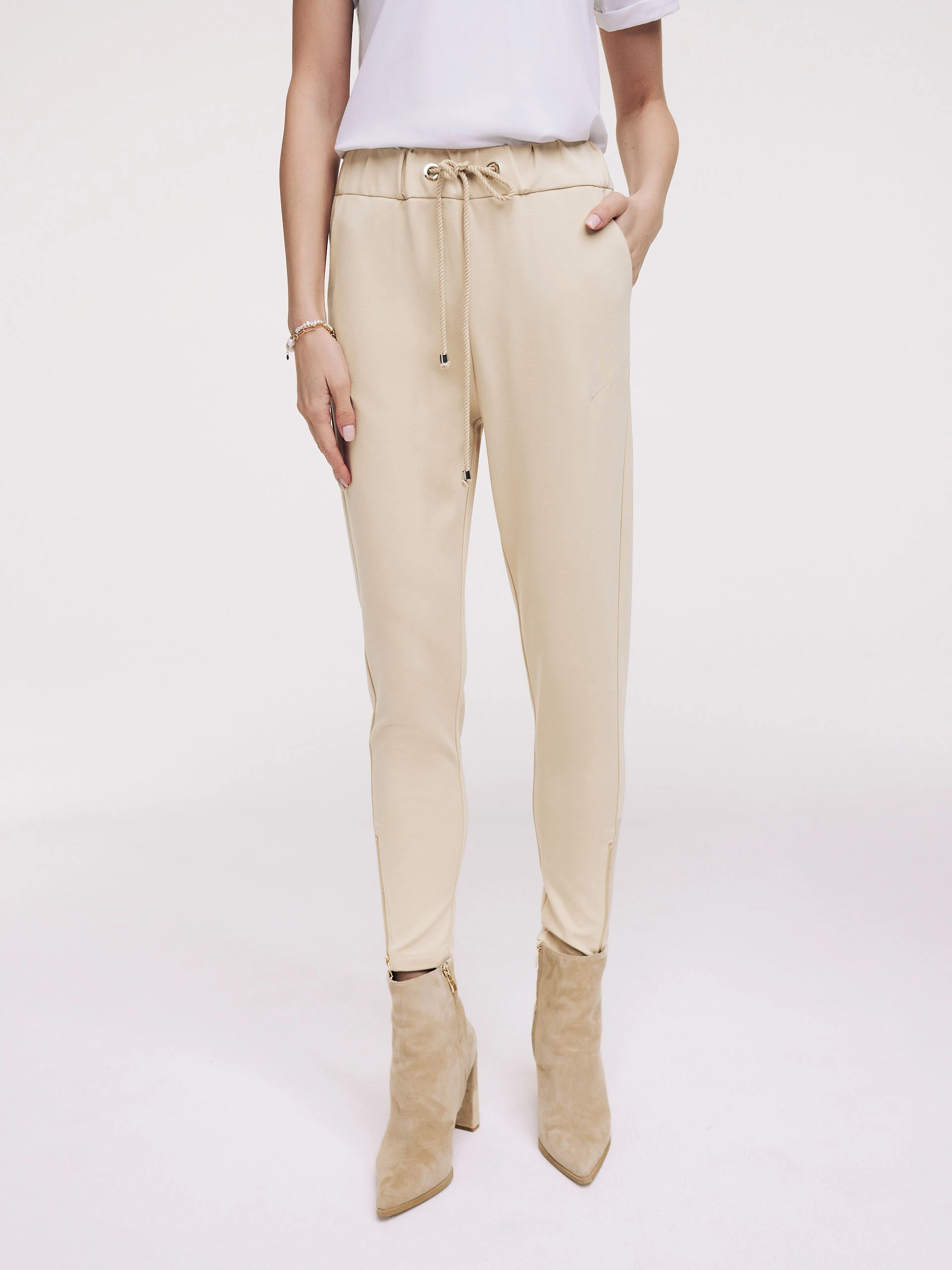 Beige high-waisted pants
