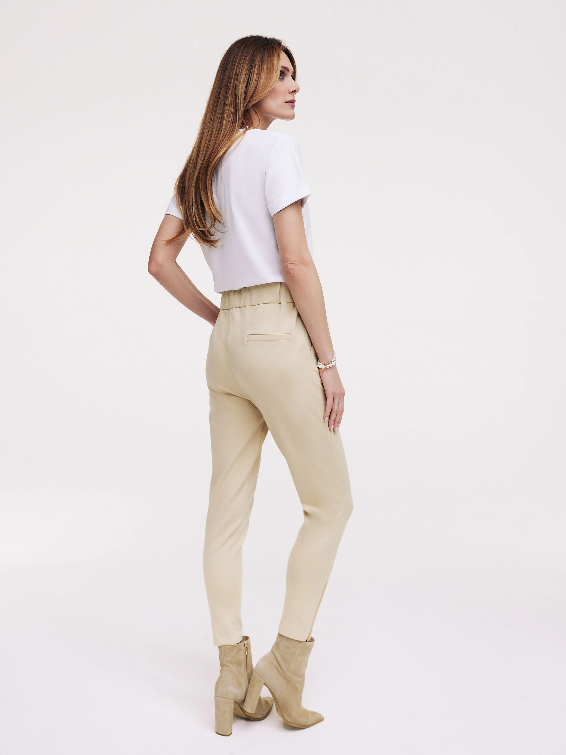 Beige high-waisted pants