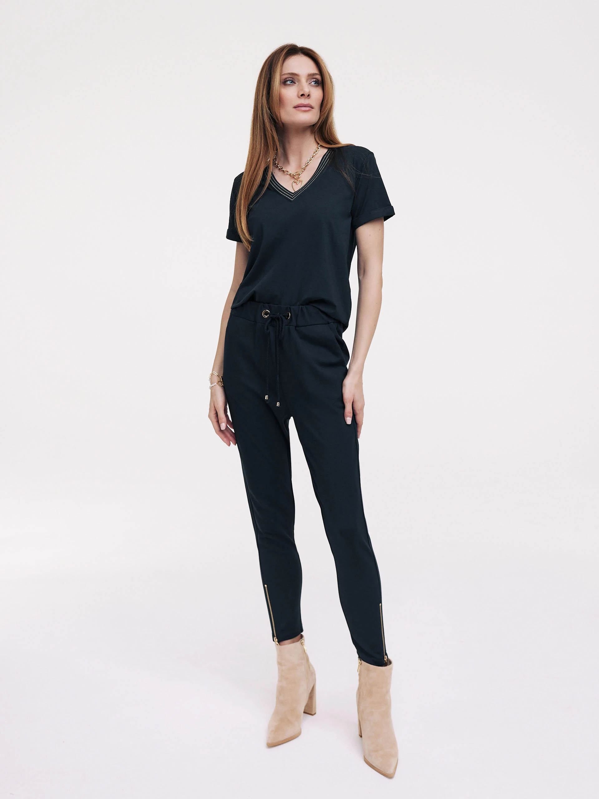 Navy blue high-waisted pants