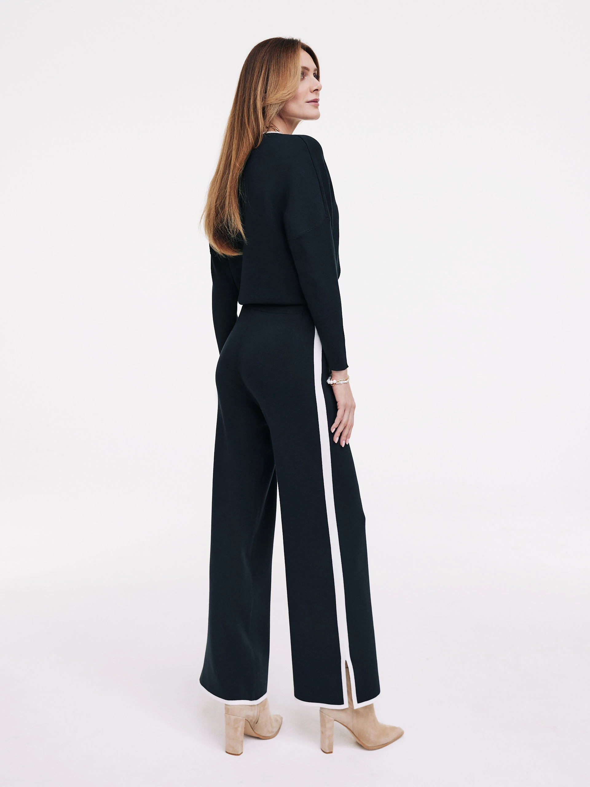 Navy blue pants with piping