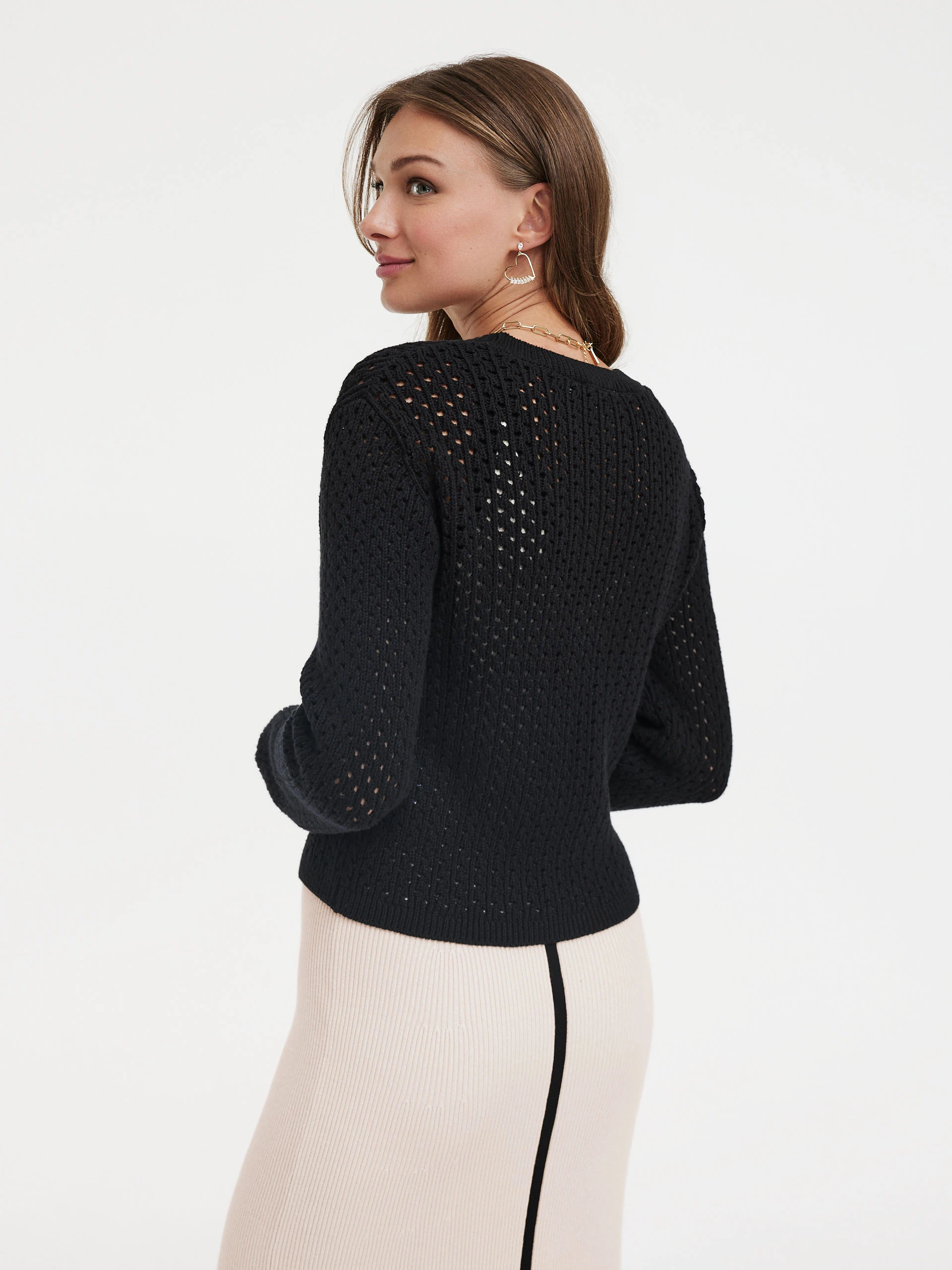 Black openwork cardigan