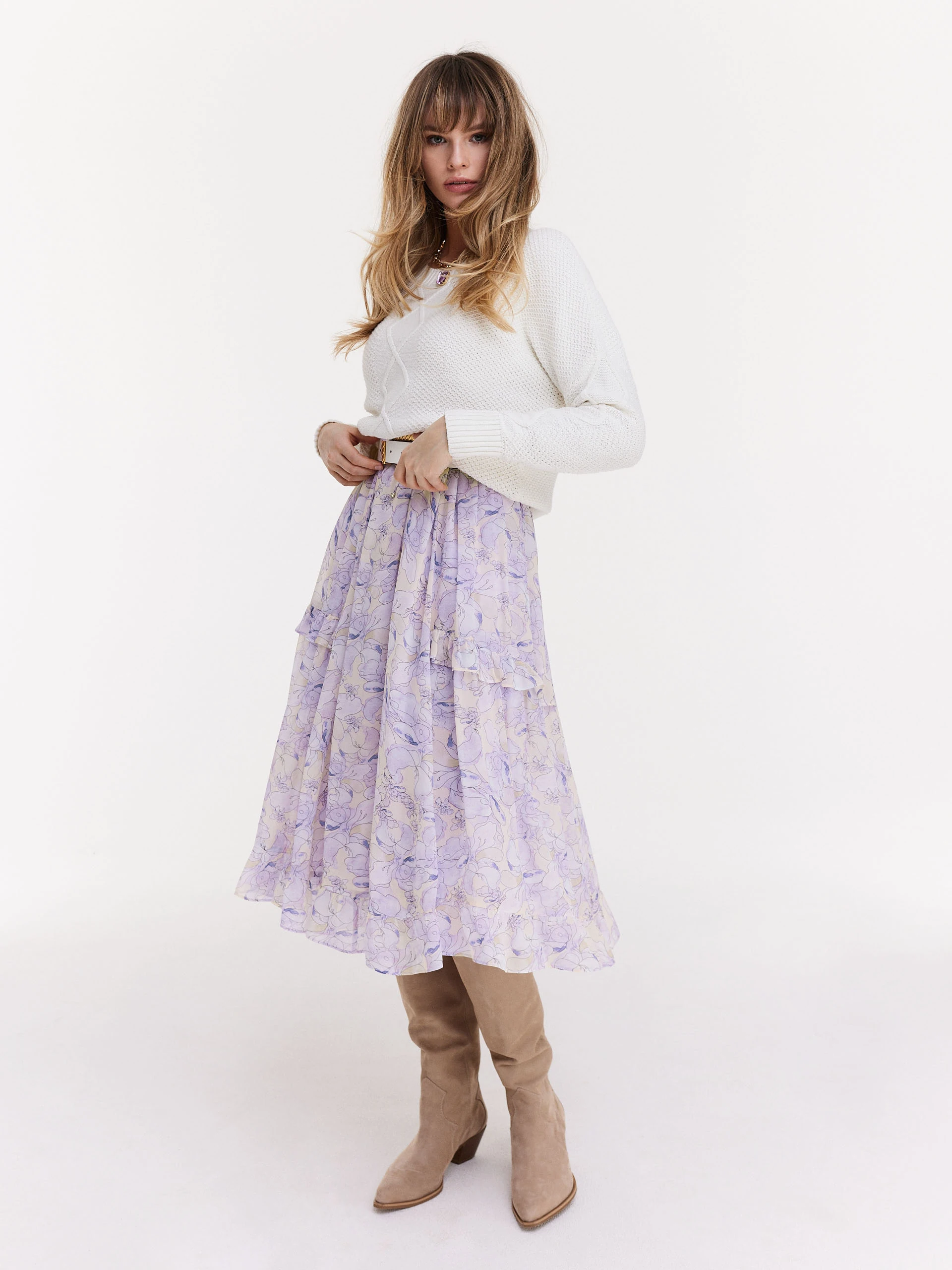Cotton sweater with openwork weave