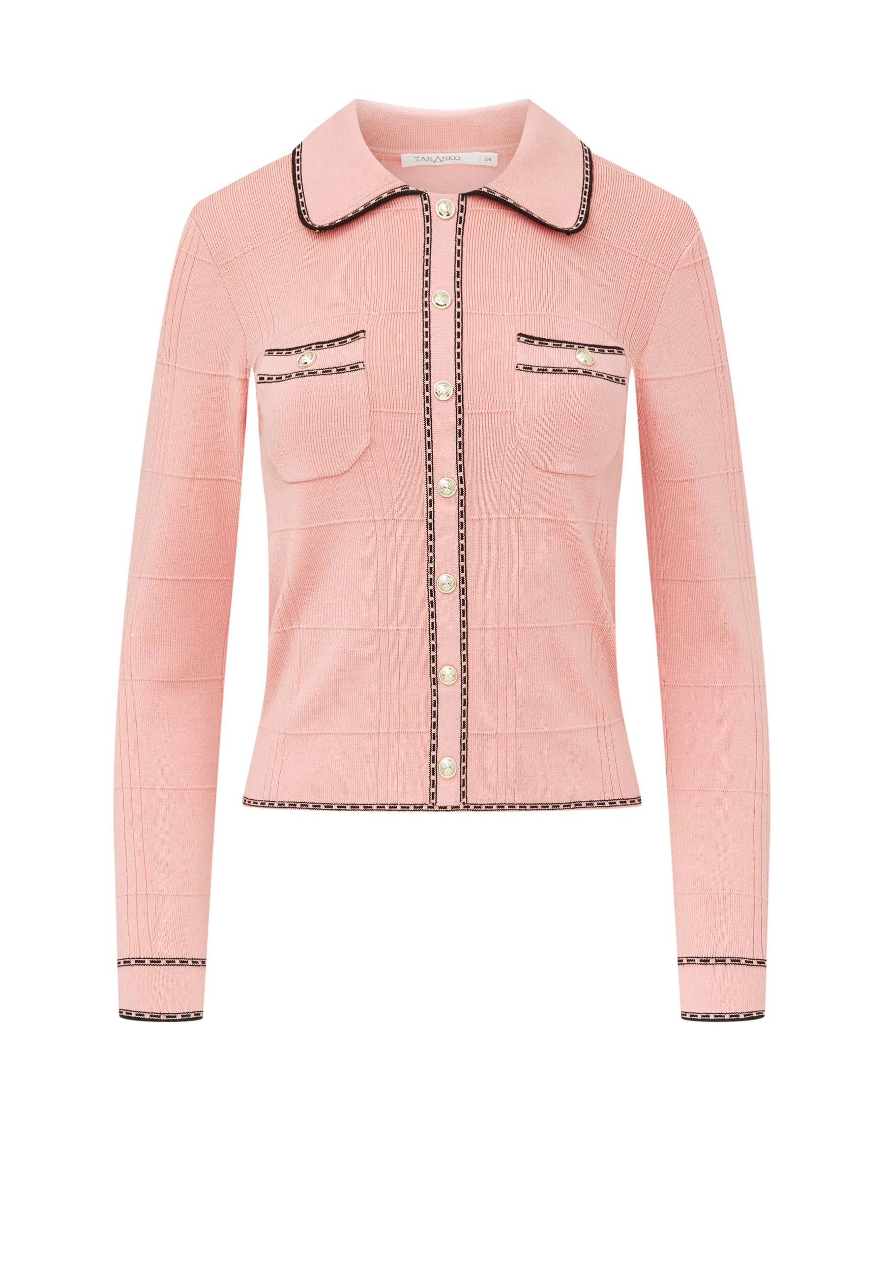 Pink sweater with collar and buttons