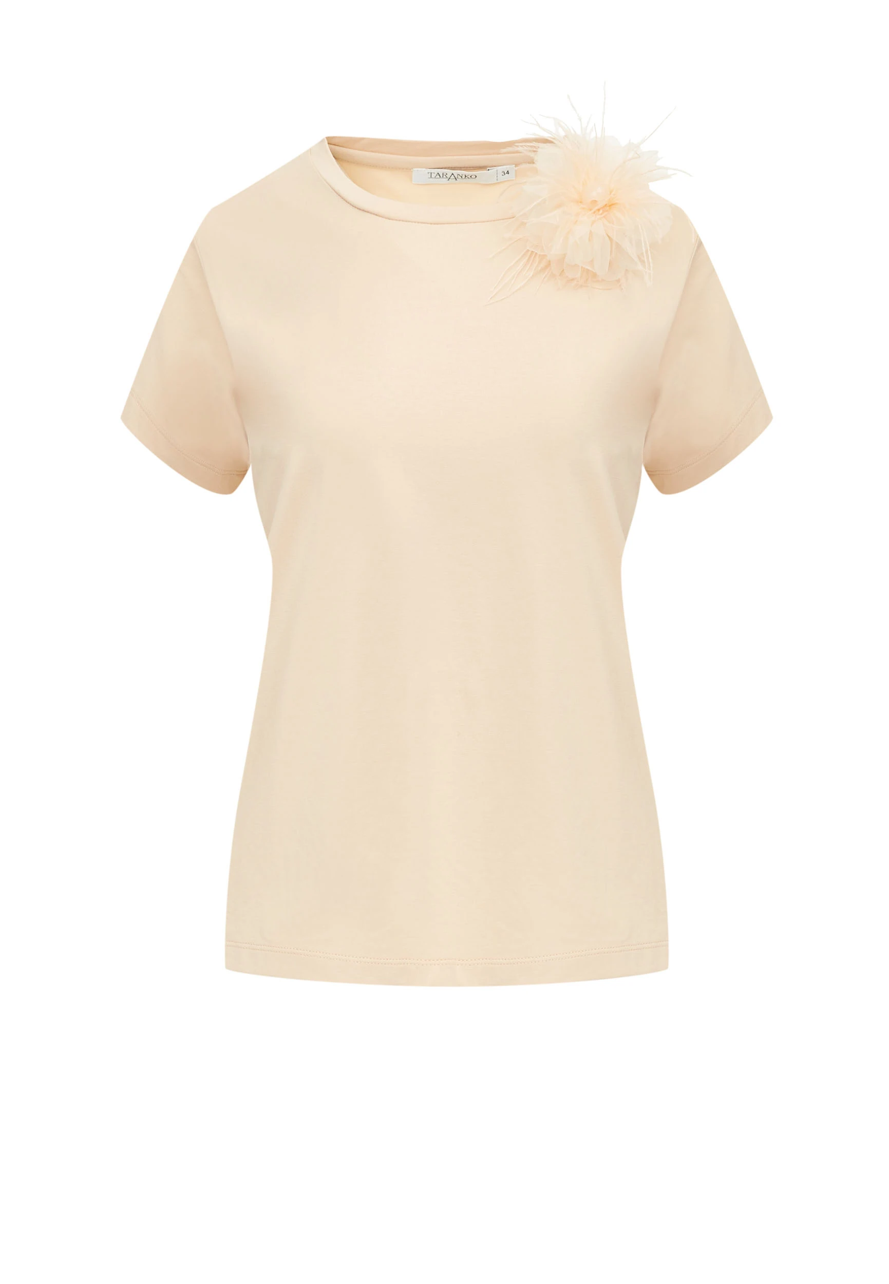 Beige loose blouse with short sleeves