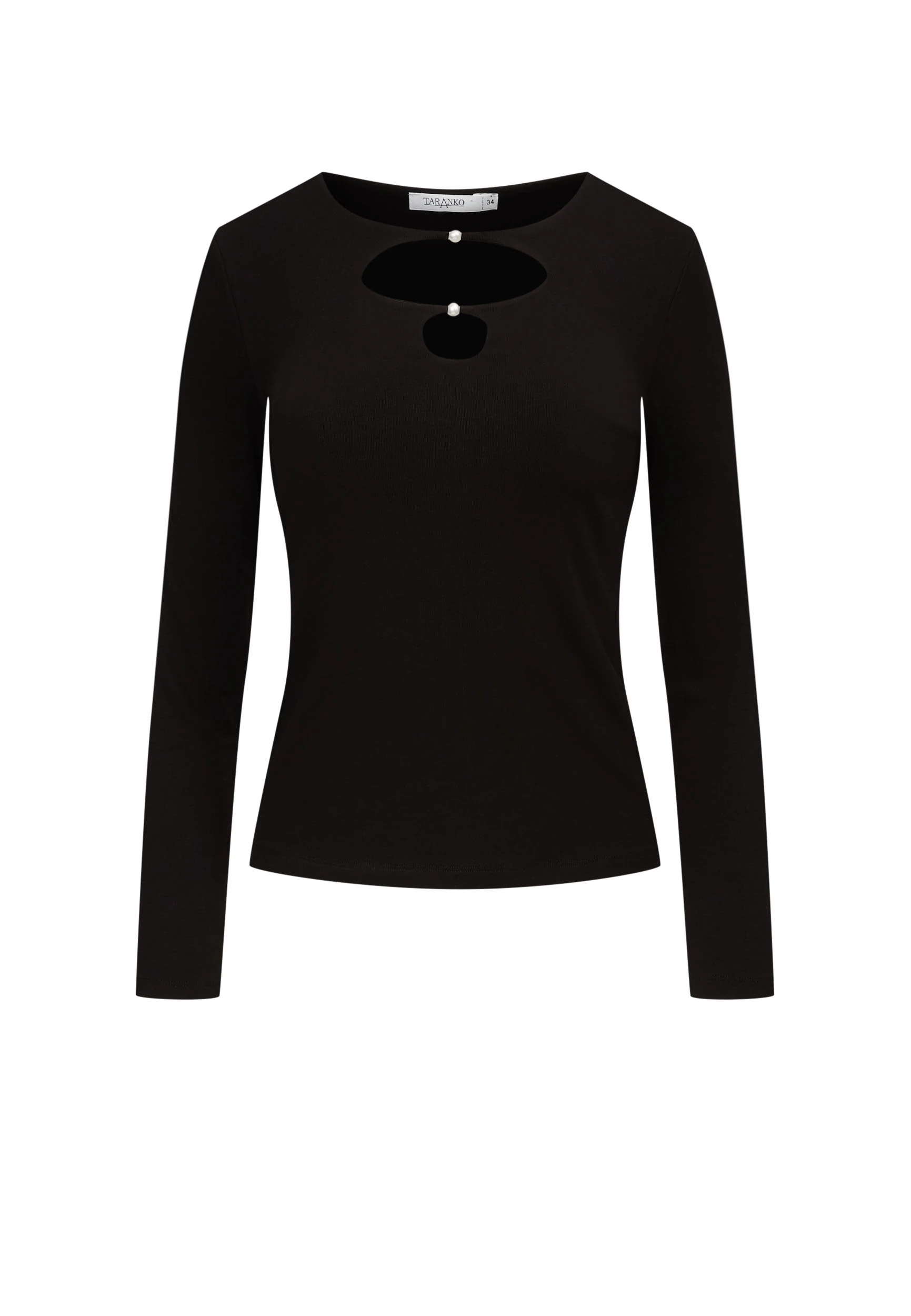 Fitted black blouse with front cutouts