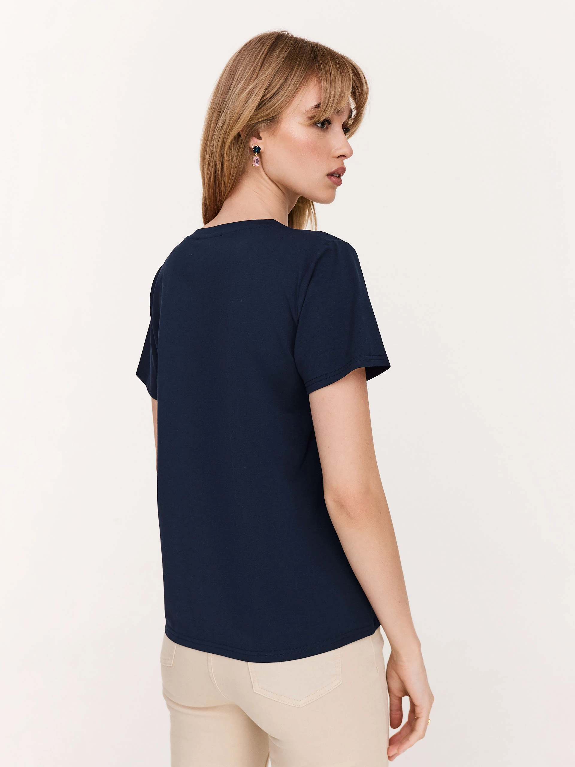 Navy blue short sleeve blouse