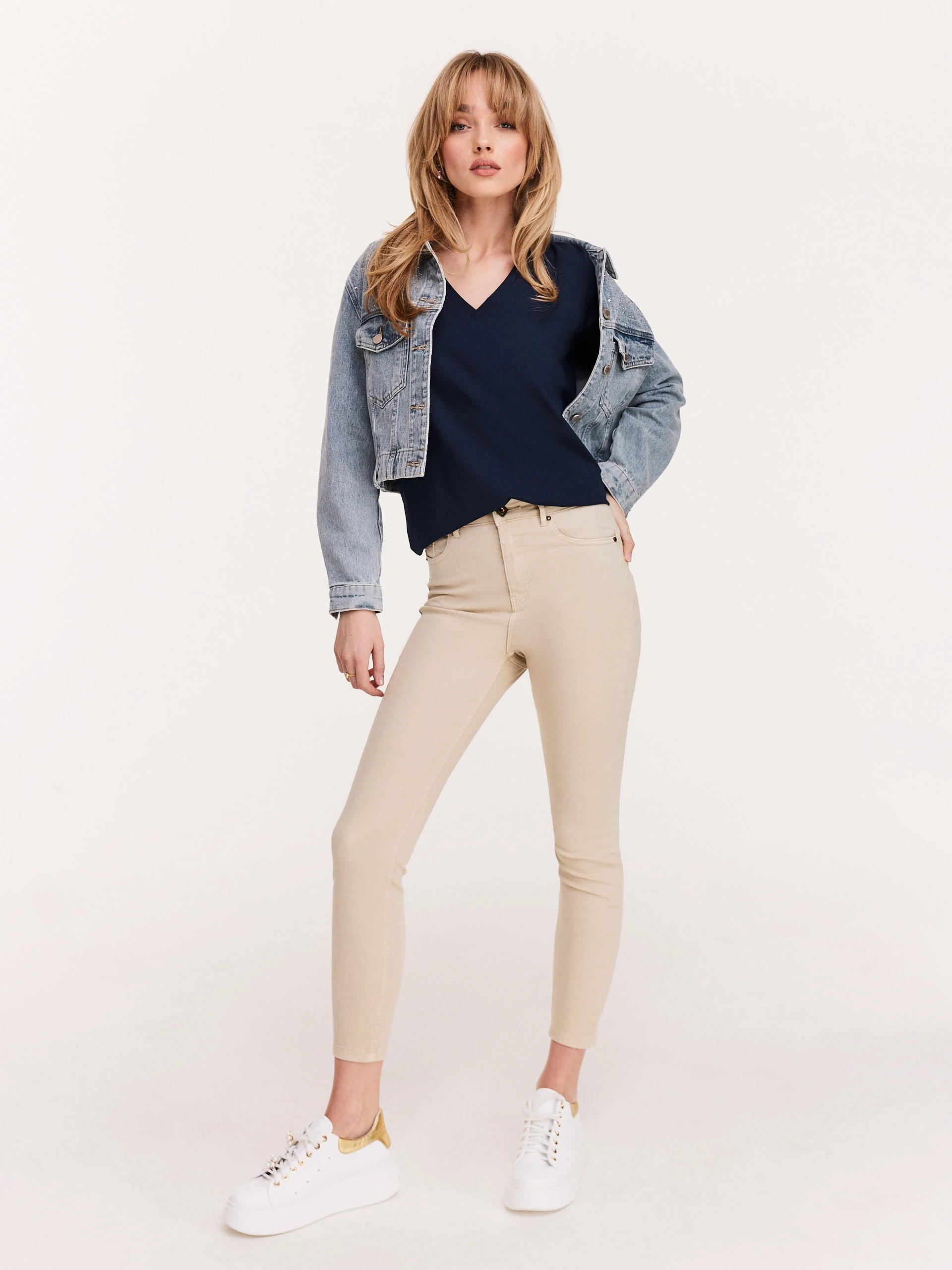 Navy blue short sleeve blouse