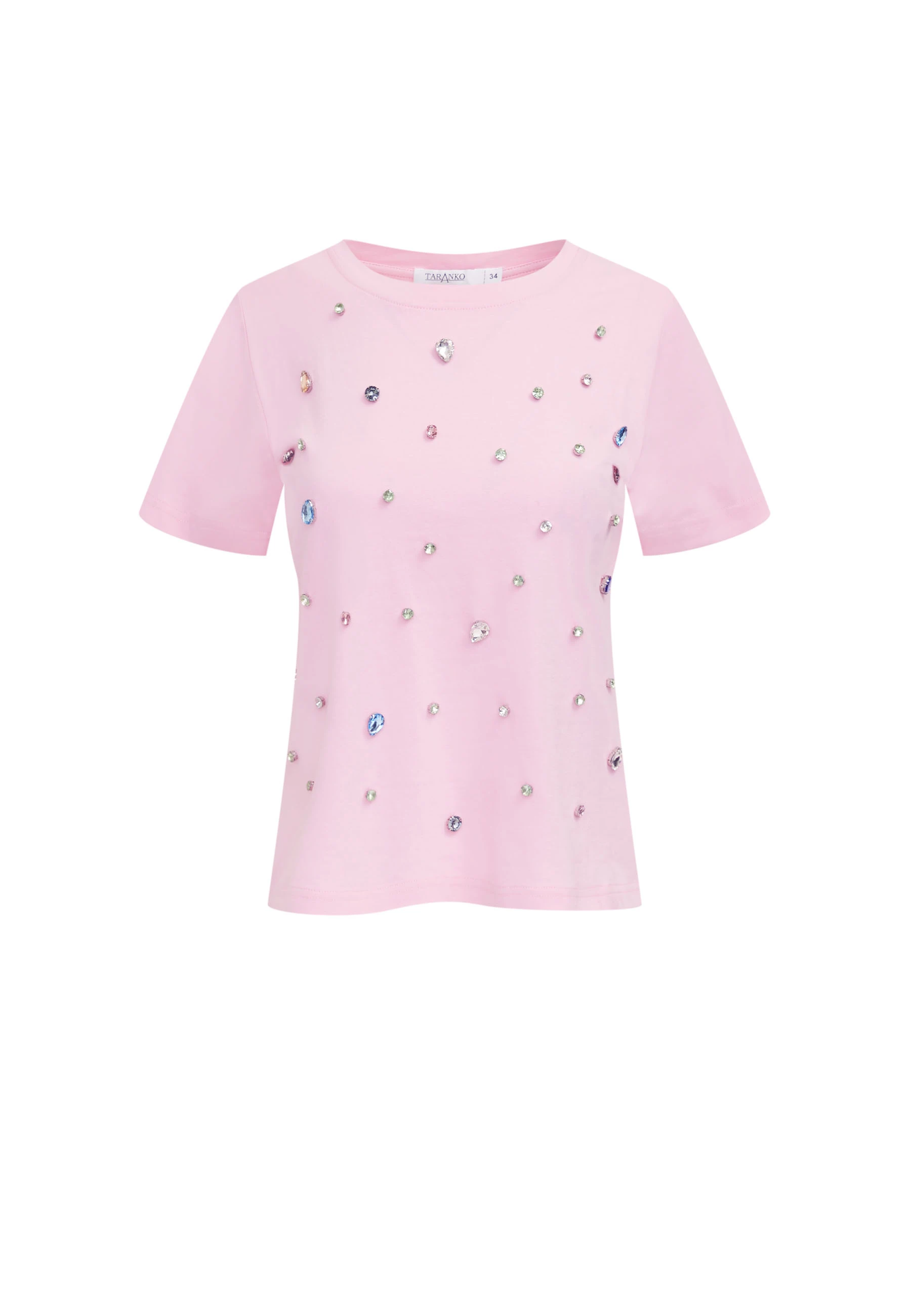 Pink cotton blouse decorated with crystals