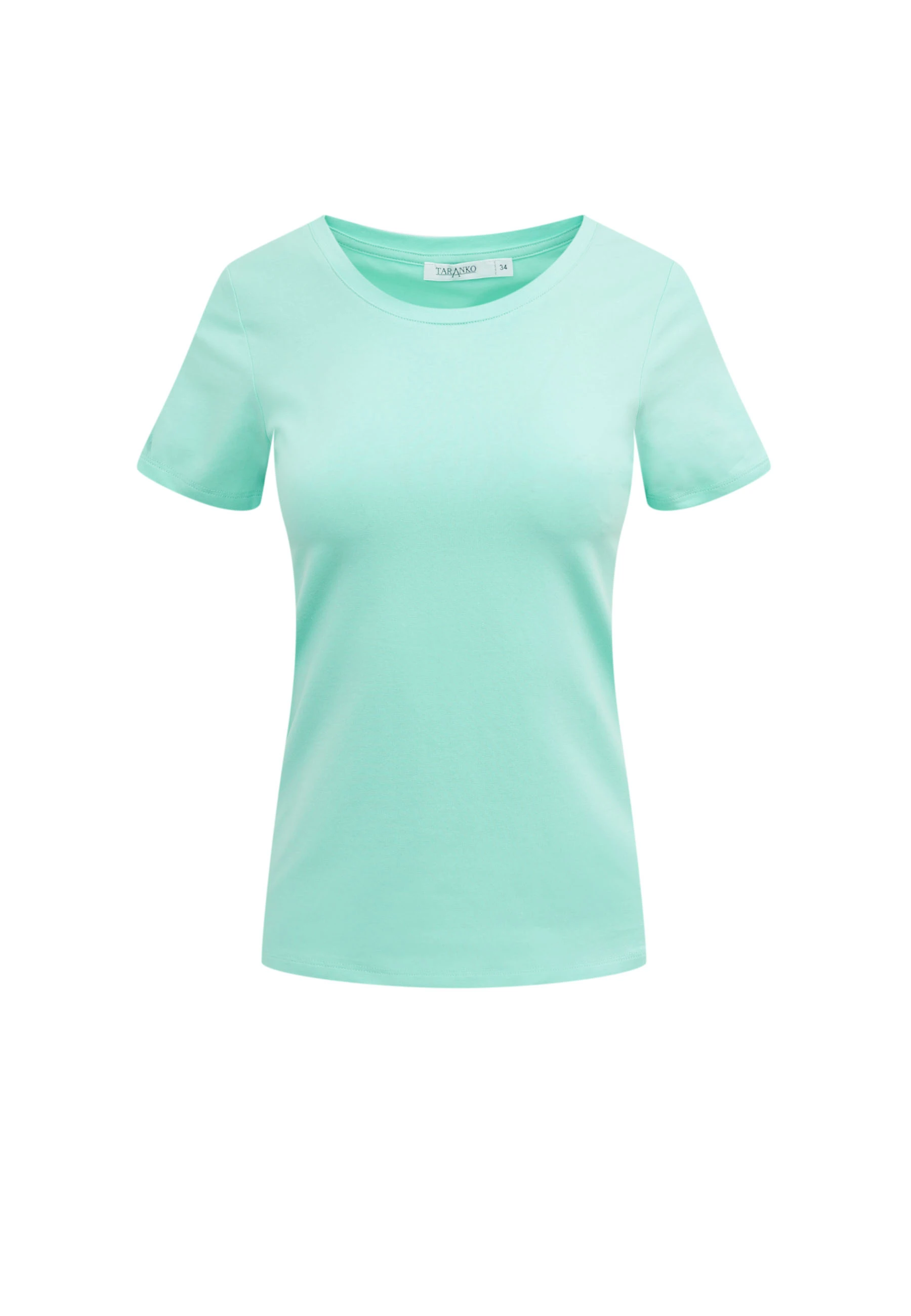 Turquoise cotton blouse with short sleeves