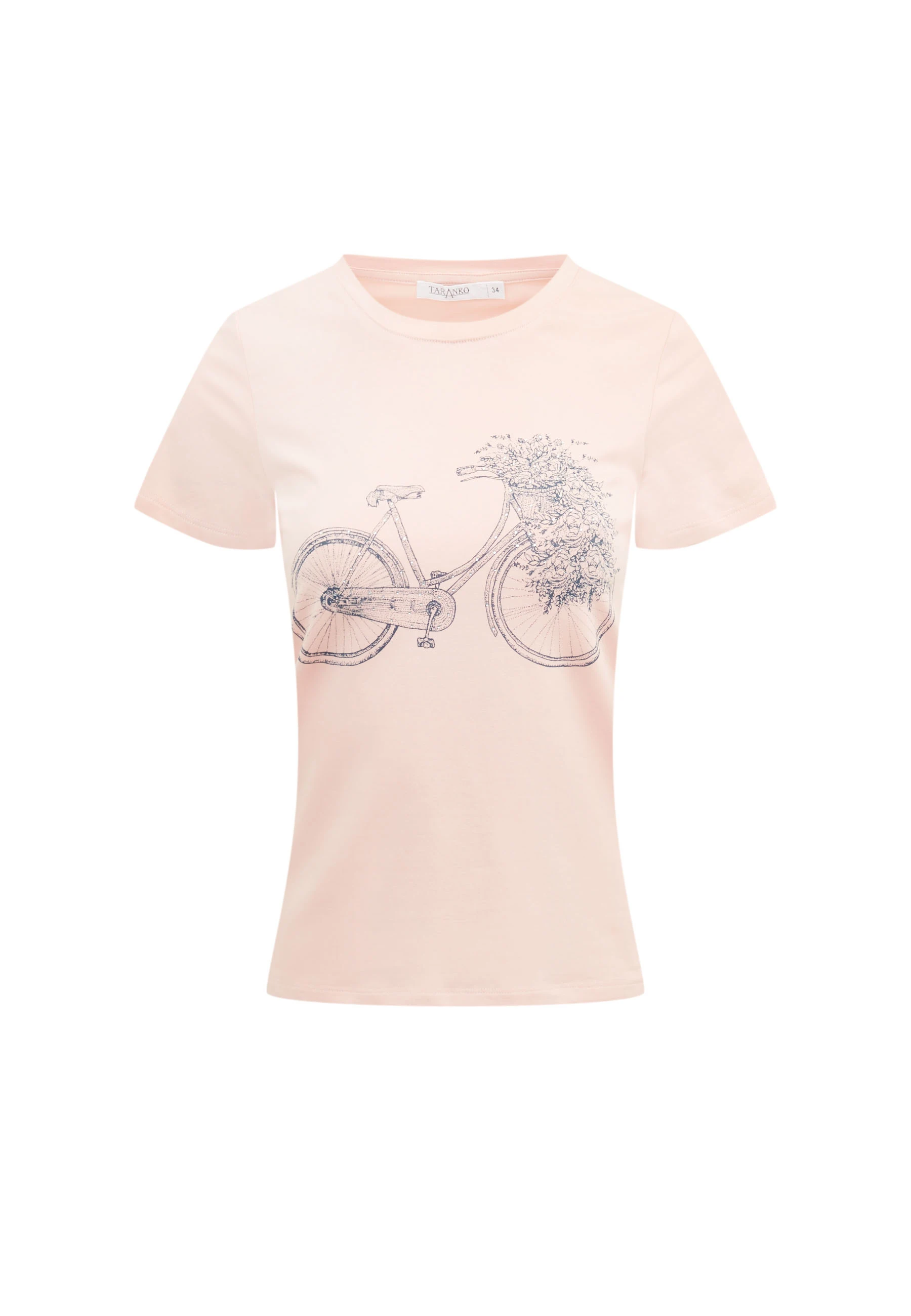 Peach print blouse with bicycle