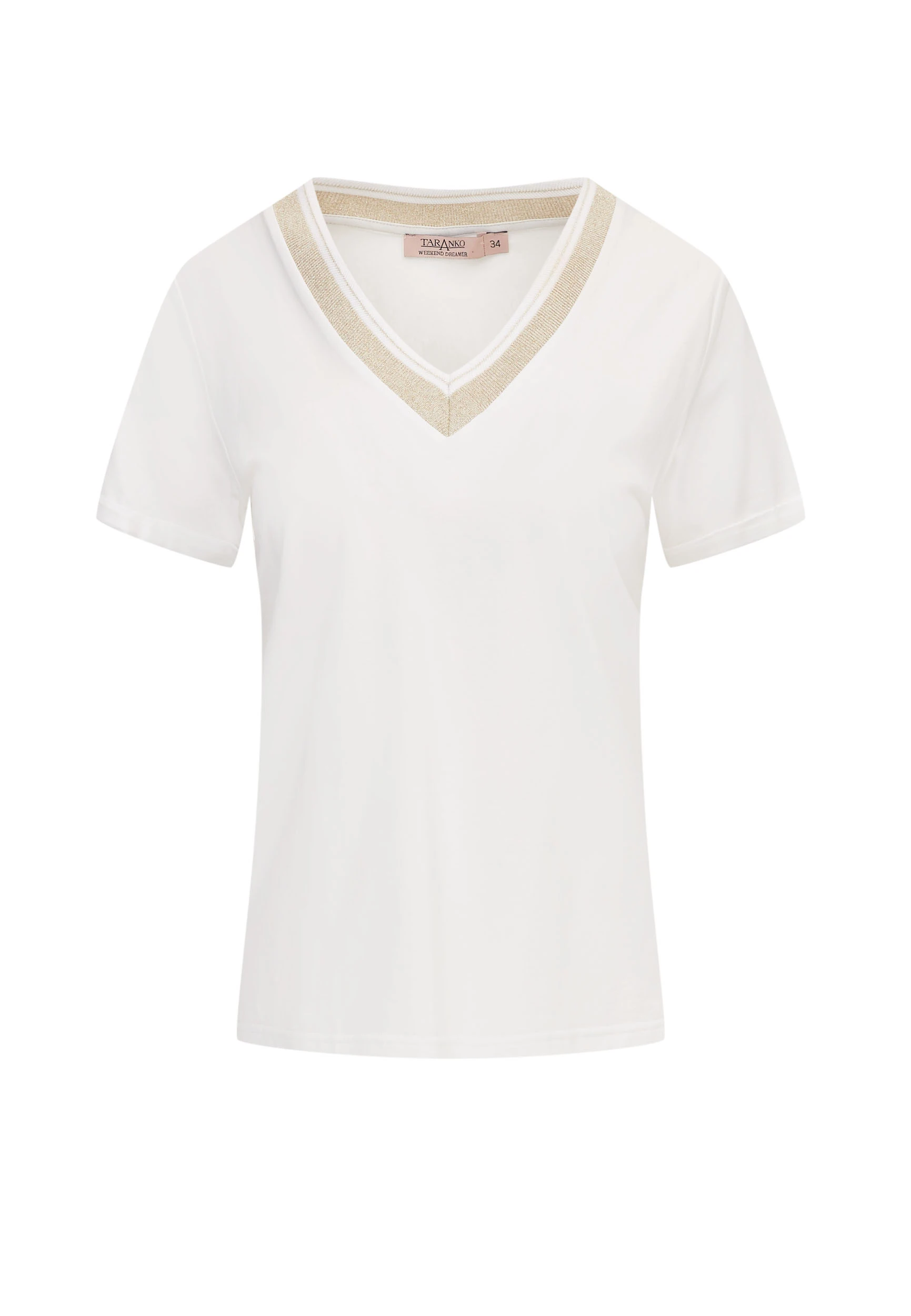 White blouse with piping and short sleeves