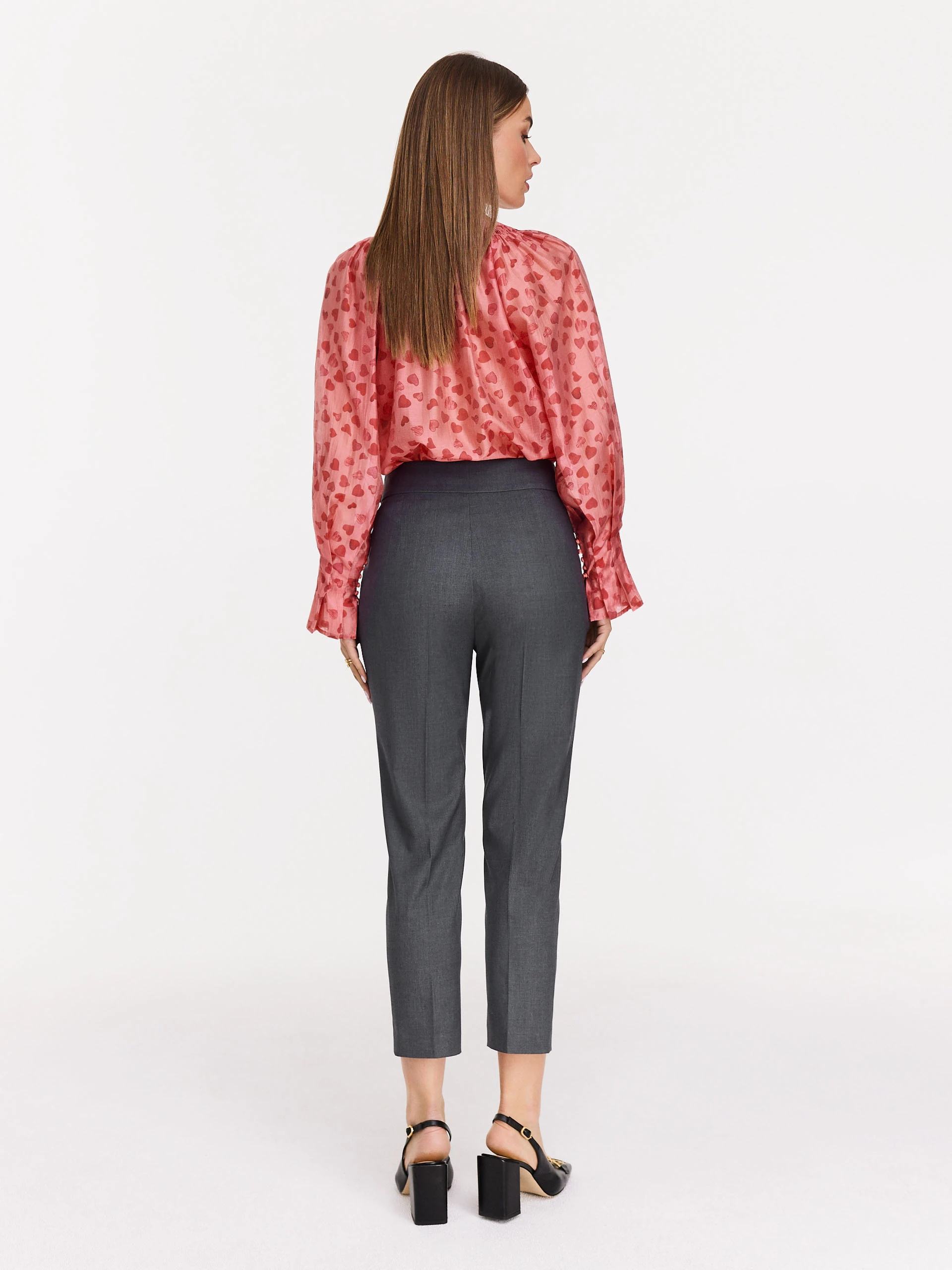 Pink tencel shirt with tiny hearts