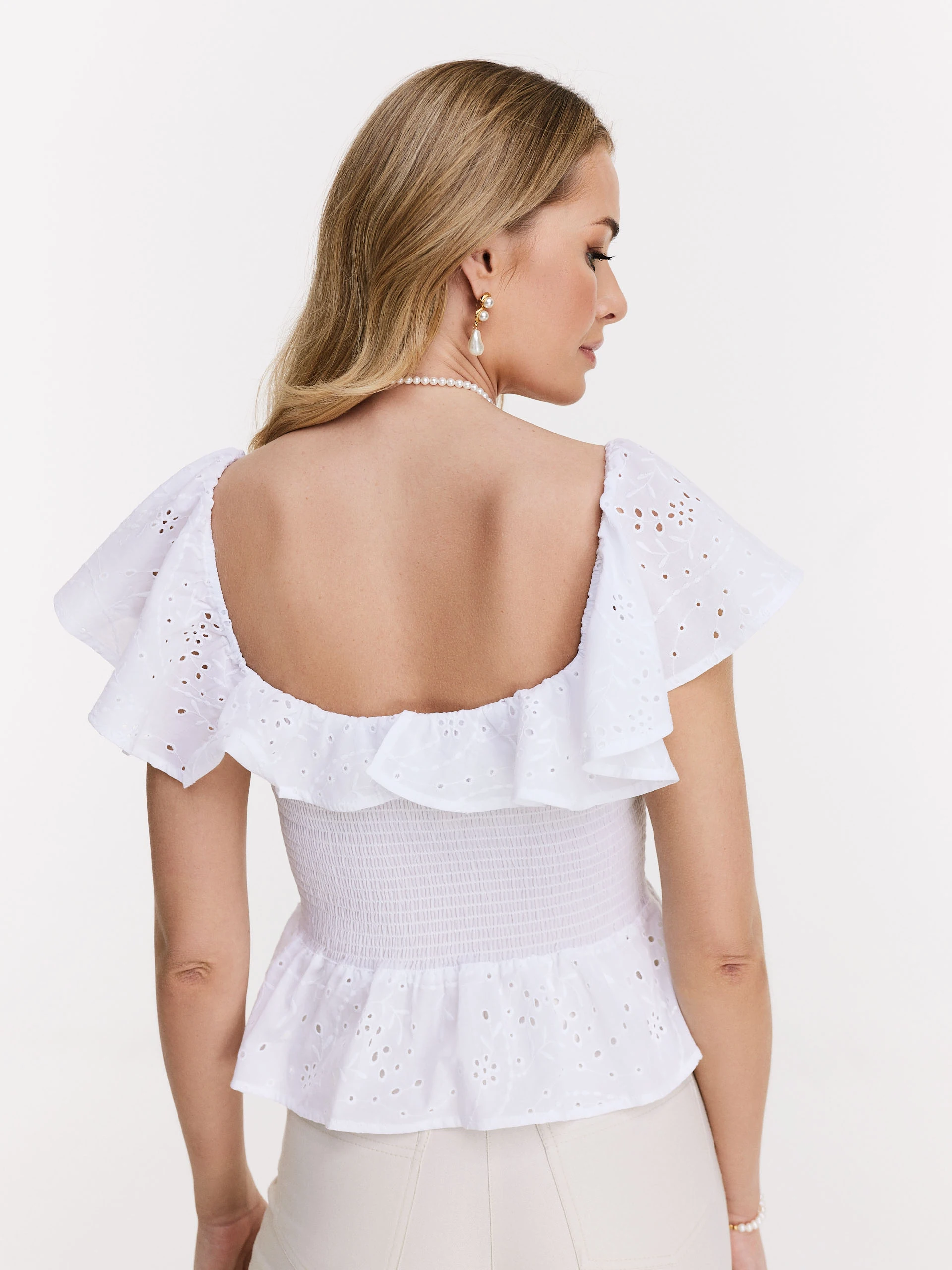 Decorative blouse with lace inserts