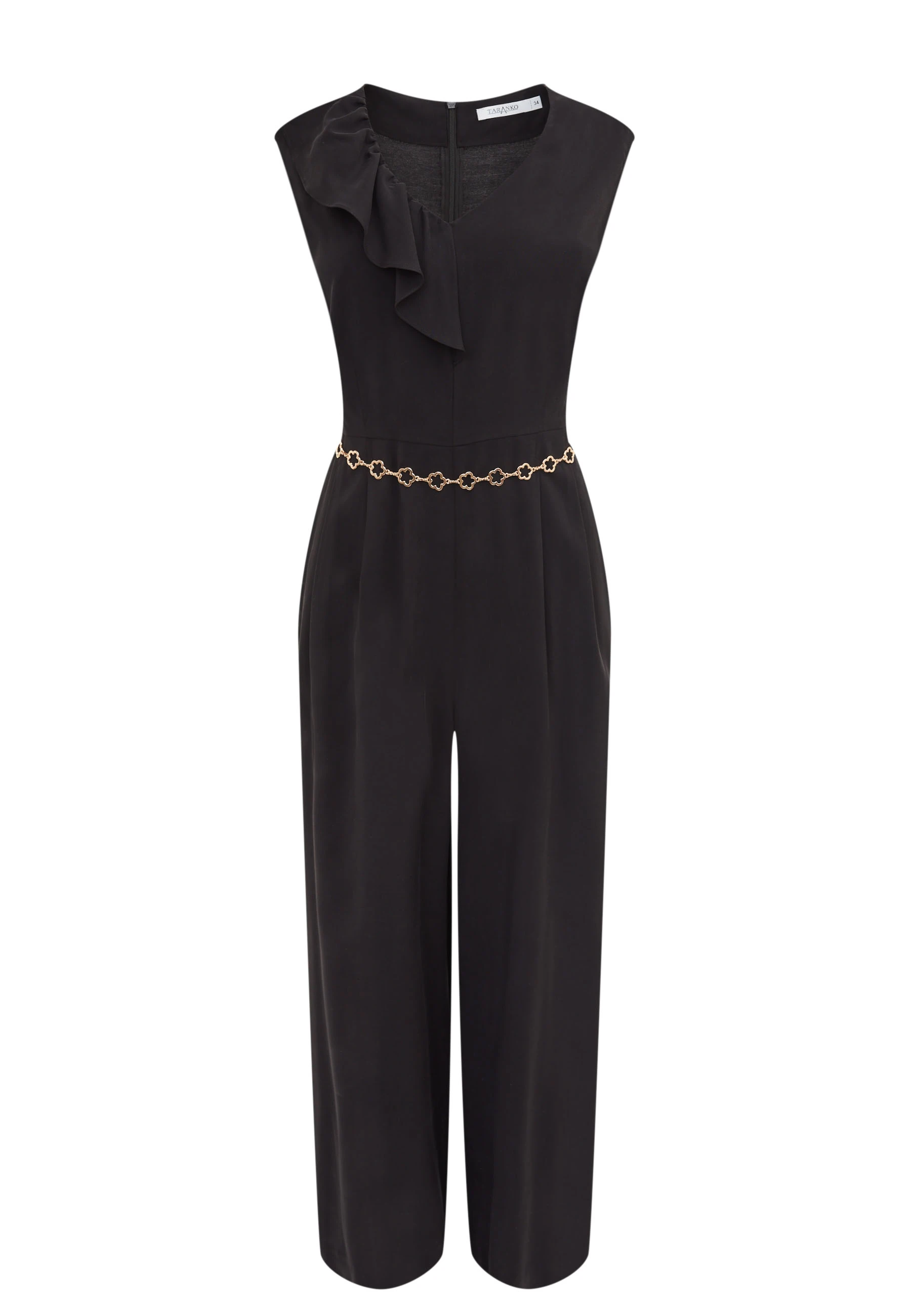 Black jumpsuit with ruffle