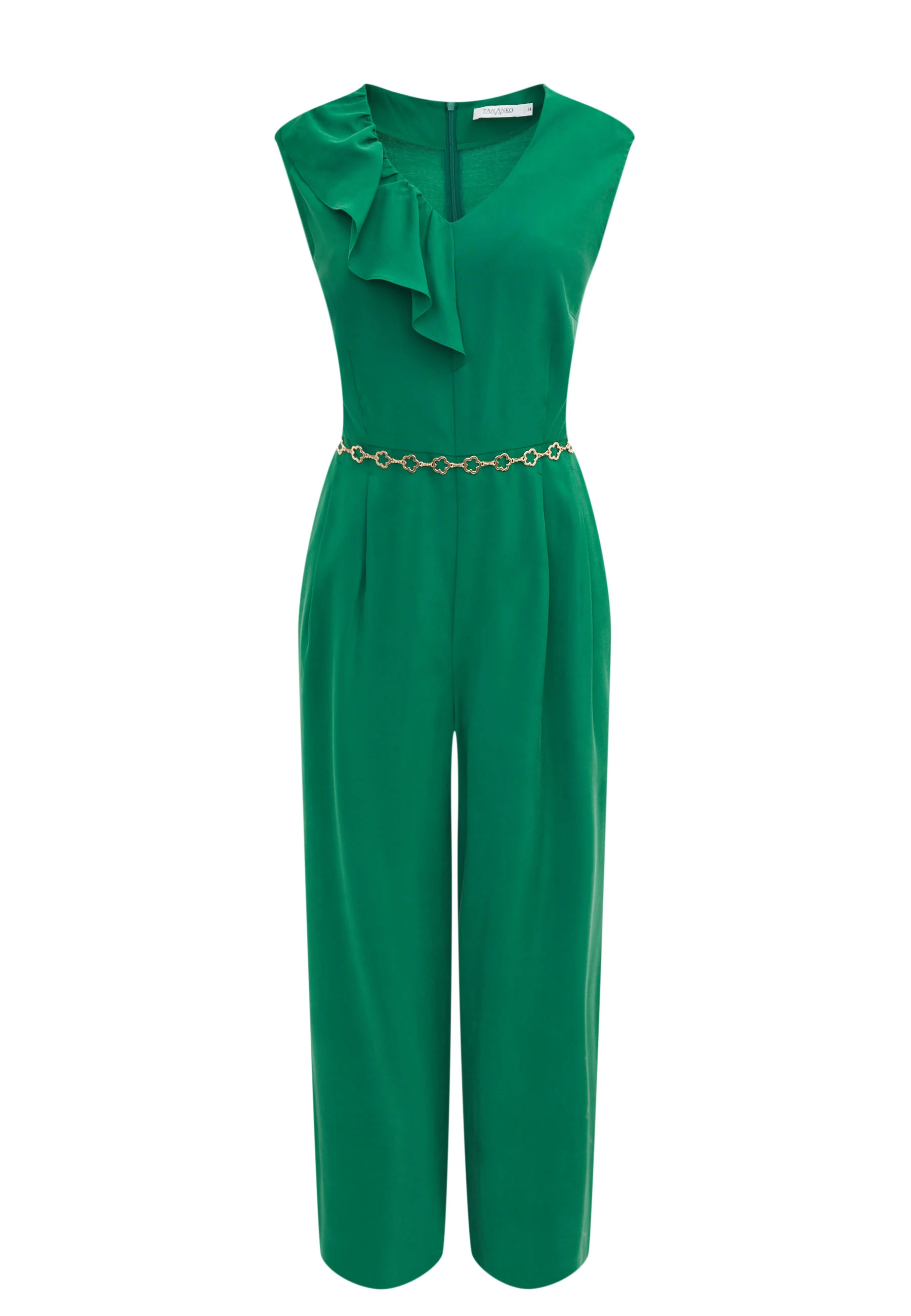 Green jumpsuit with ruffle