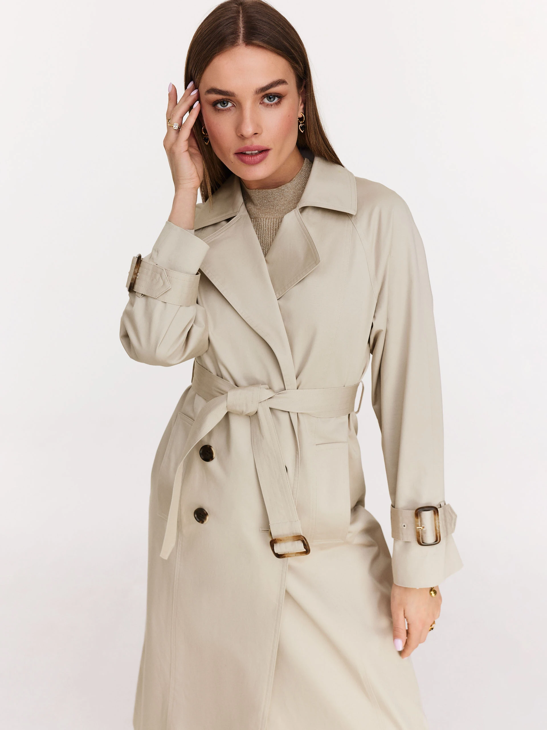 Light grey long trench coat